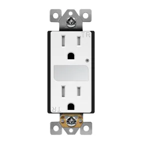 15 Amp 120-Volt Duplex Tamper-Resistant Receptacle with Guide Light White
