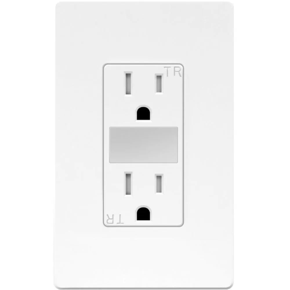 15 Amp 120-Volt Duplex Tamper-Resistant Receptacle with Guide Light White