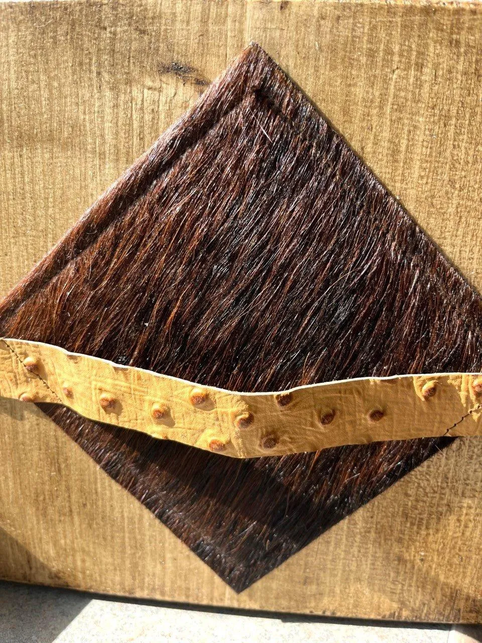 Air Plant Desk Plaque w/ Brindle Cowhide