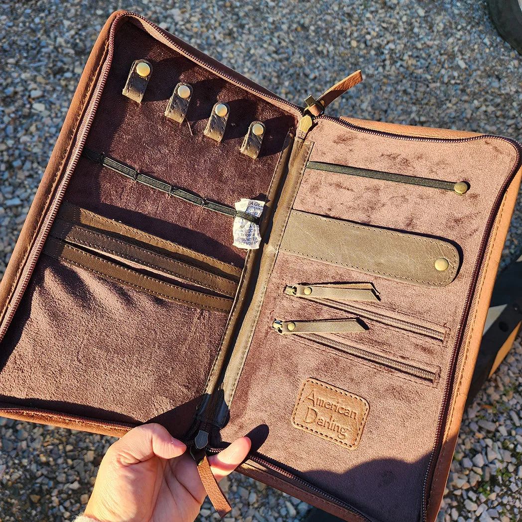 American Darling Cowhide Tooled Jewelry Travel Case