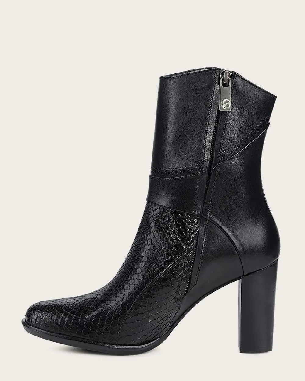 Ankle black python bootie
