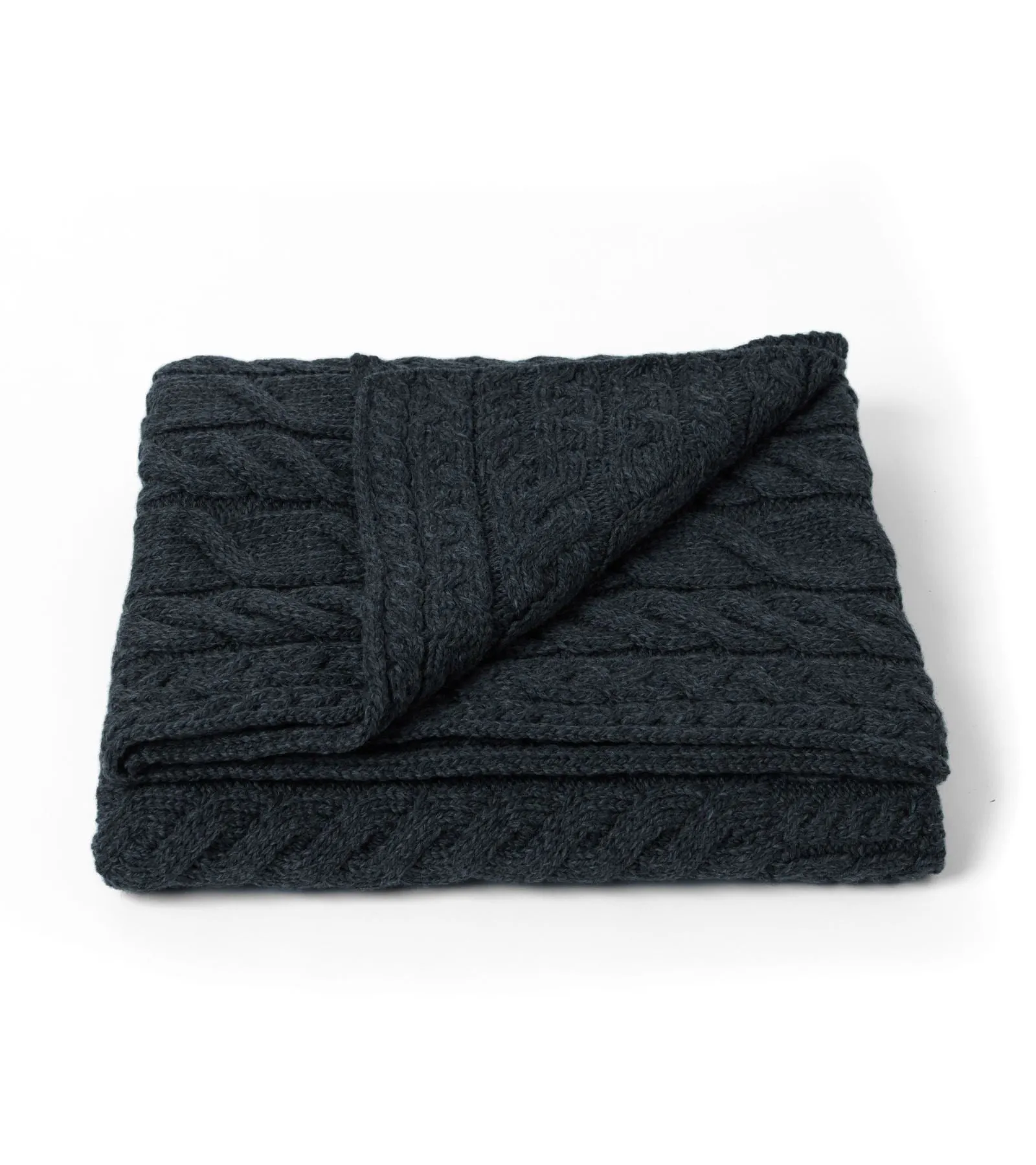 Aran Merino Throw - Dark Grey