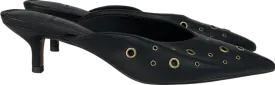 ASOS Black Surprise Eyelet Detail Kitten Heeled Mules UK 4 EU 37 👠