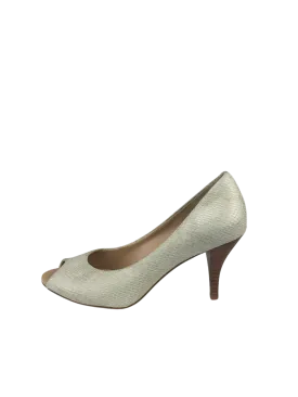 Banana Republic, Women's Snakeskin Peep-Toe Pump, Cream, Size 9.5m