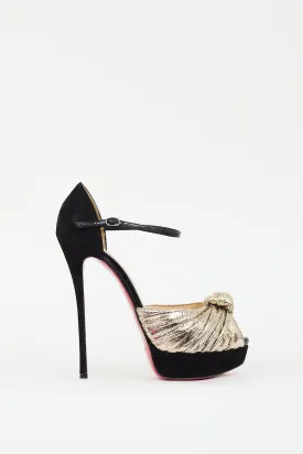 Black & Gold Leather & Suede Marchavekel Pump