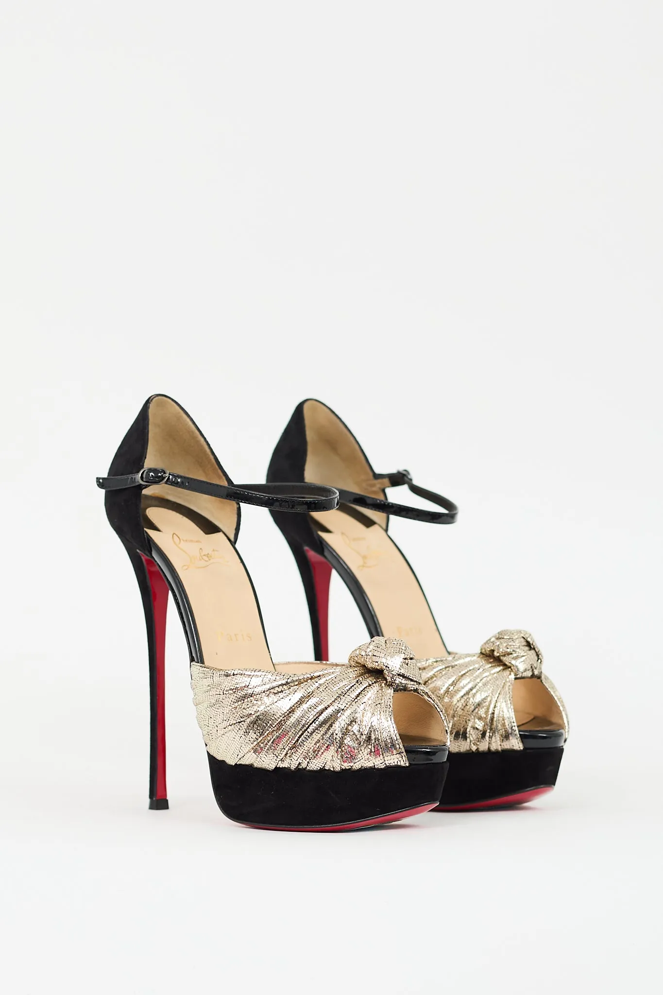 Black & Gold Leather & Suede Marchavekel Pump