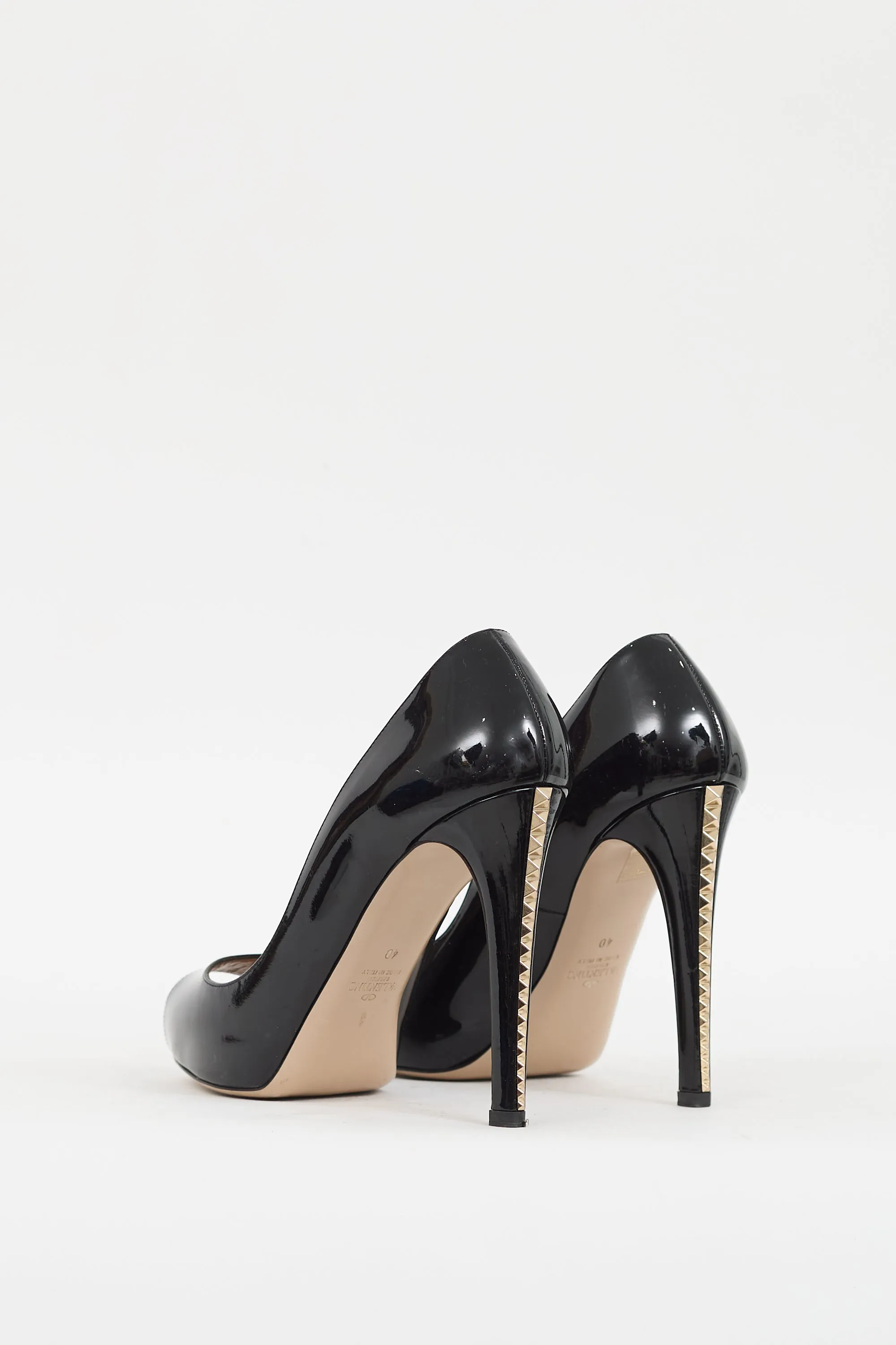 Black Patent Peep Toe Rockstud Pump