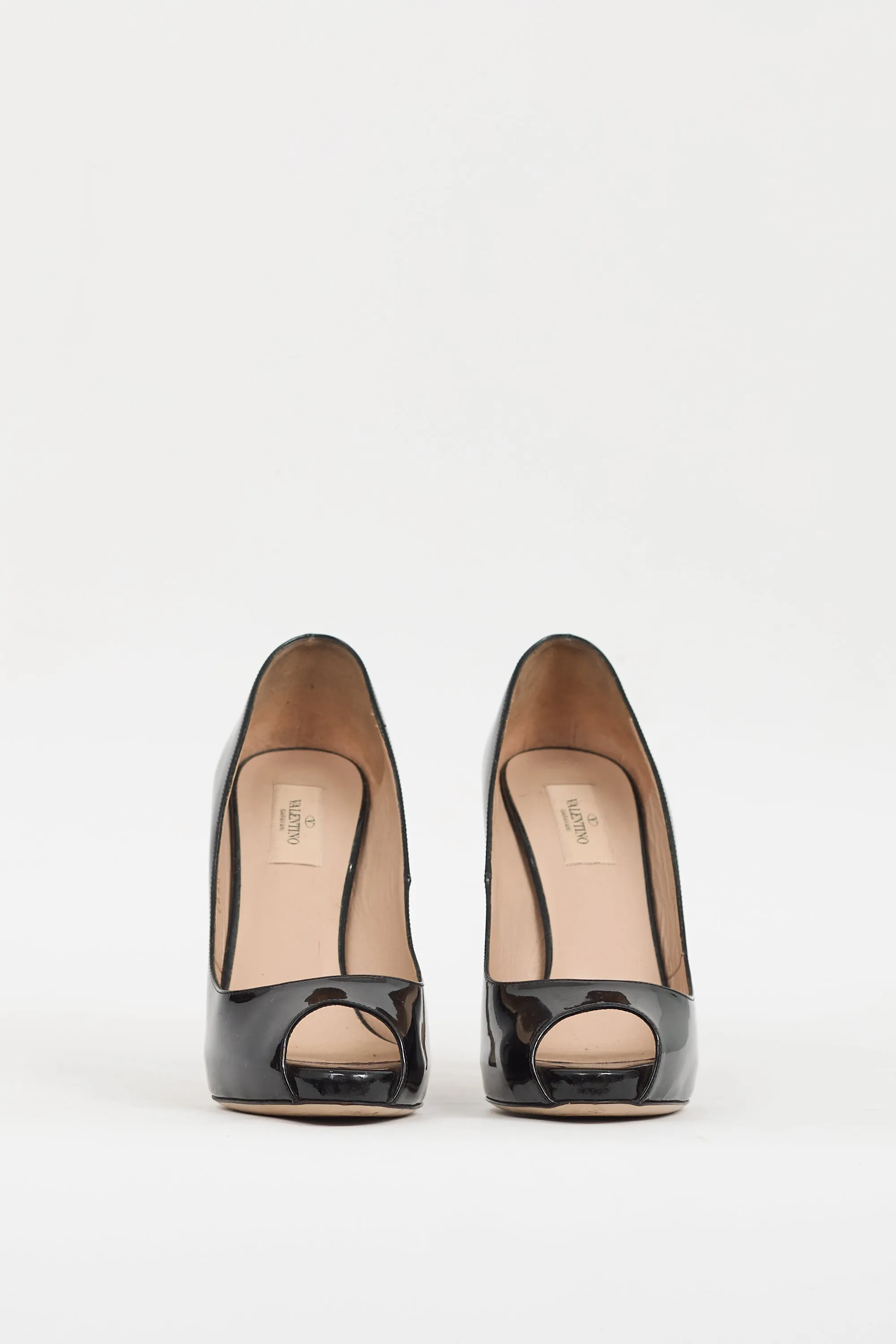 Black Patent Peep Toe Rockstud Pump