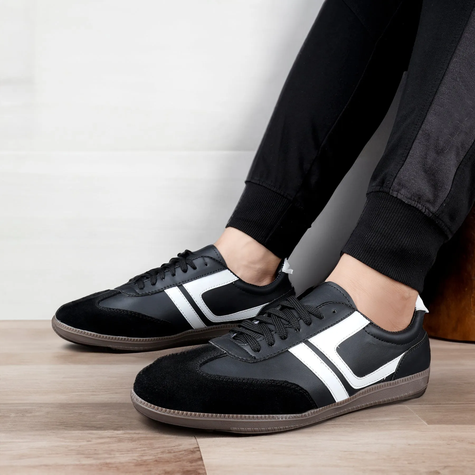 Bxxy's Leather Genuine Suede Touch High-end Striped Sneakers for Men