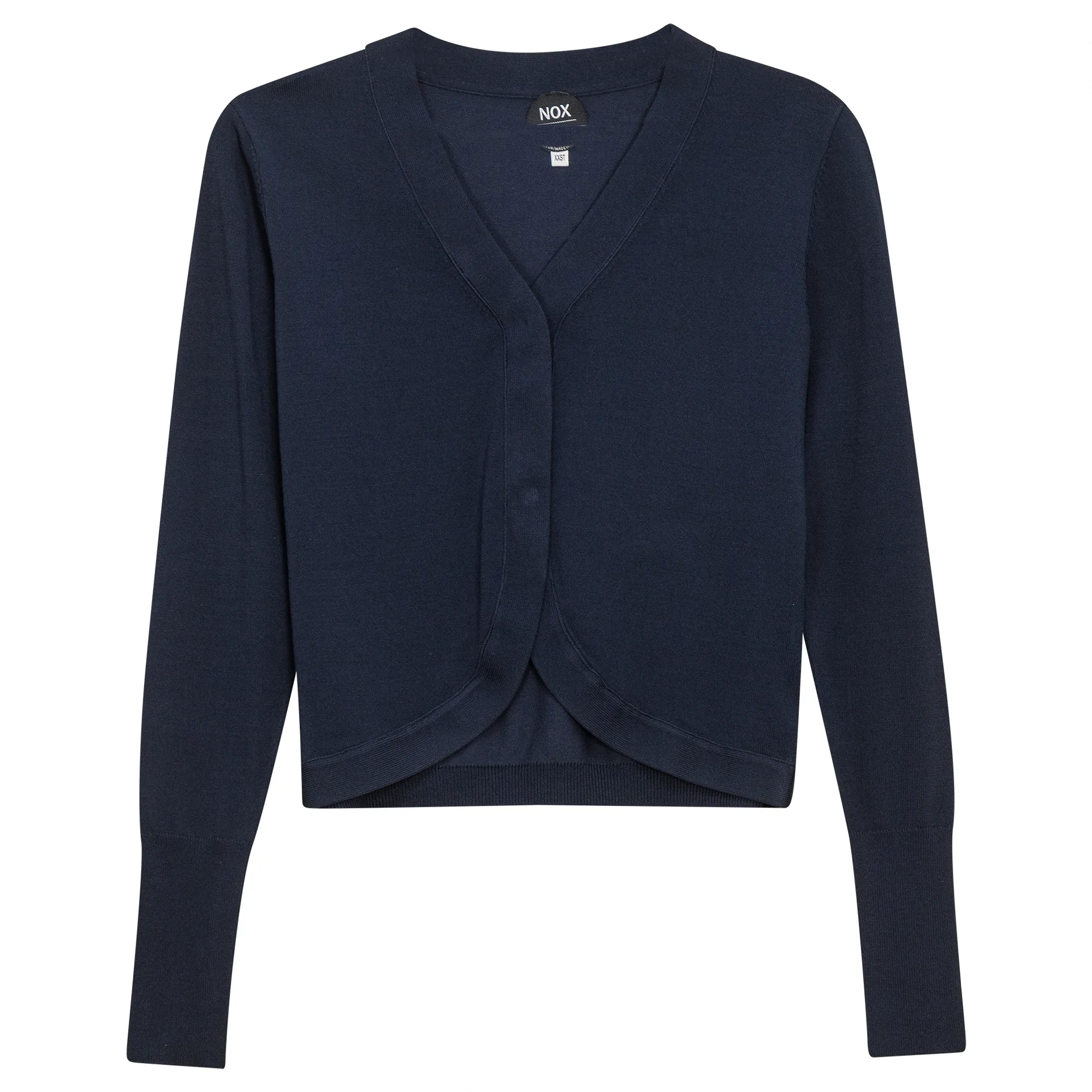 cardigan fine knit short snap - oxford blue