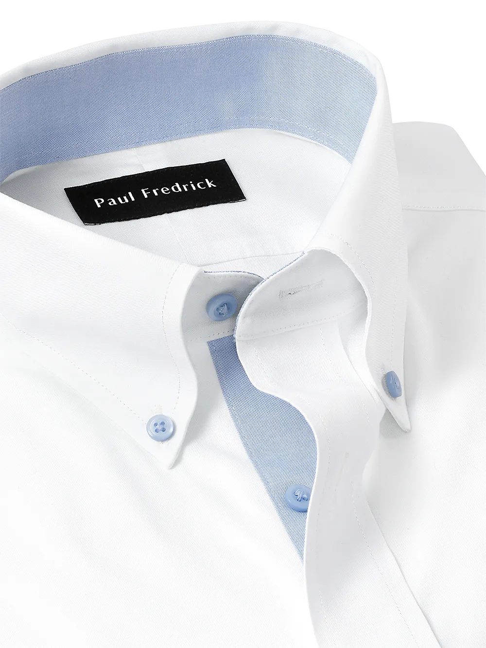 Comfort Stretch Non-Iron Solid Dress Shirt With Contrast Trim - White/blue