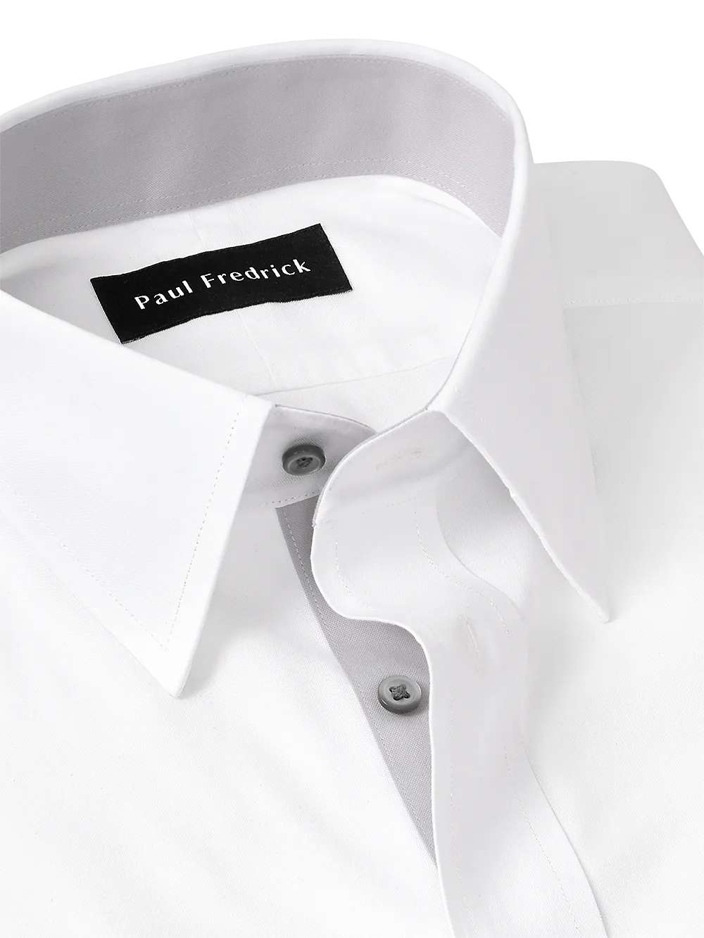Comfort Stretch Non-Iron Solid Dress Shirt With Contrast Trim - White/grey