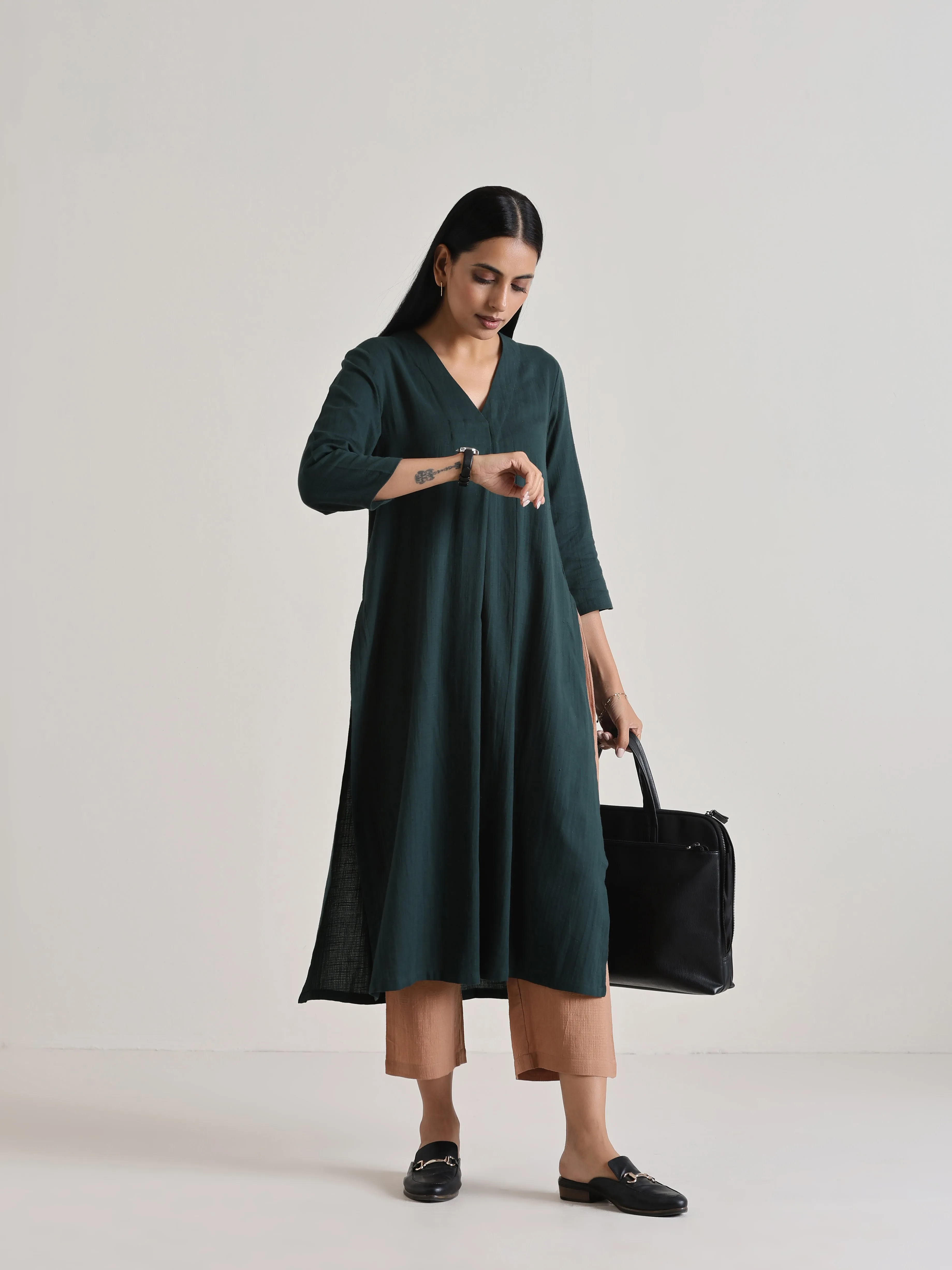 Dark Green Kurta Pant Set