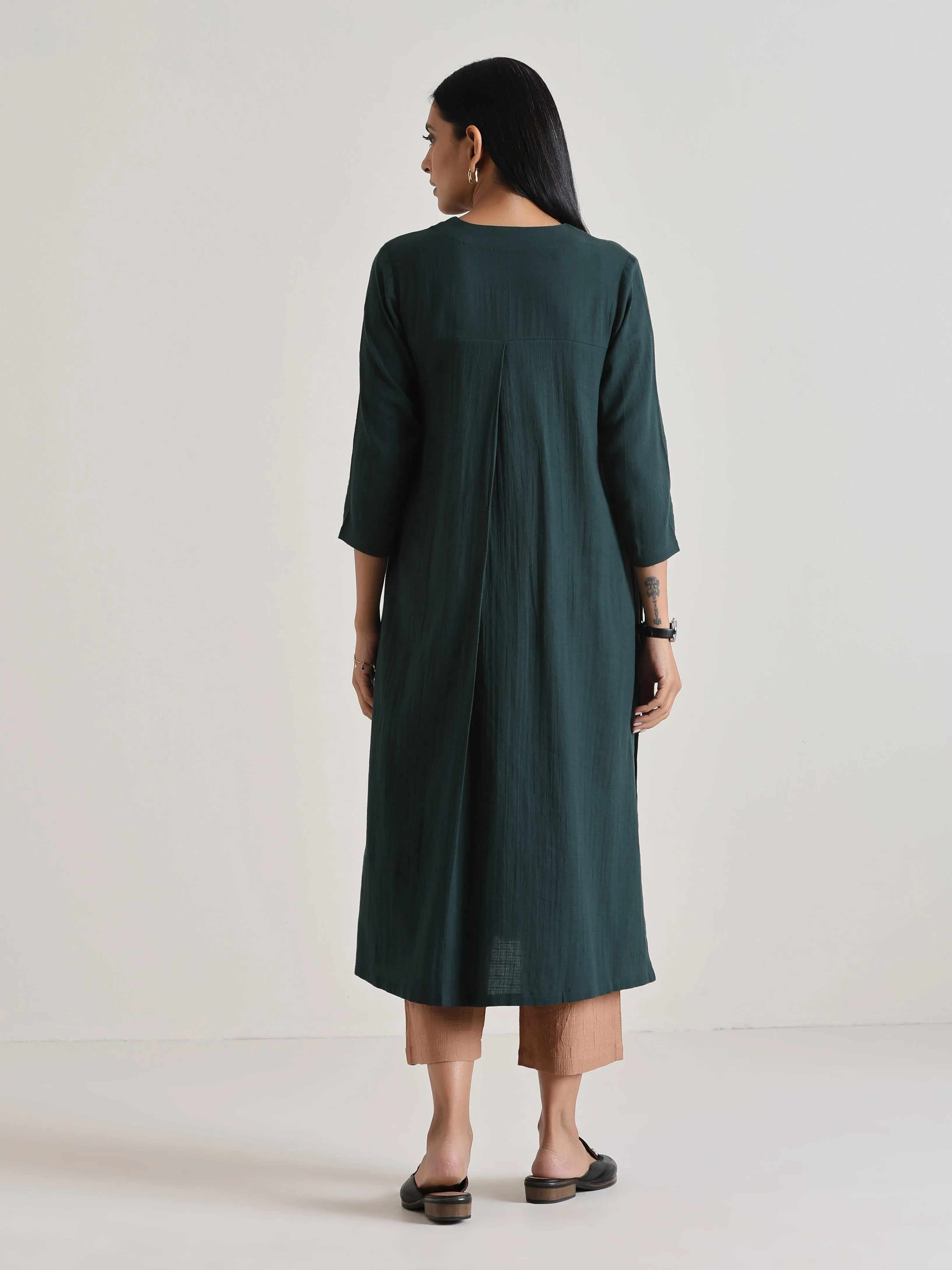Dark Green Kurta Pant Set