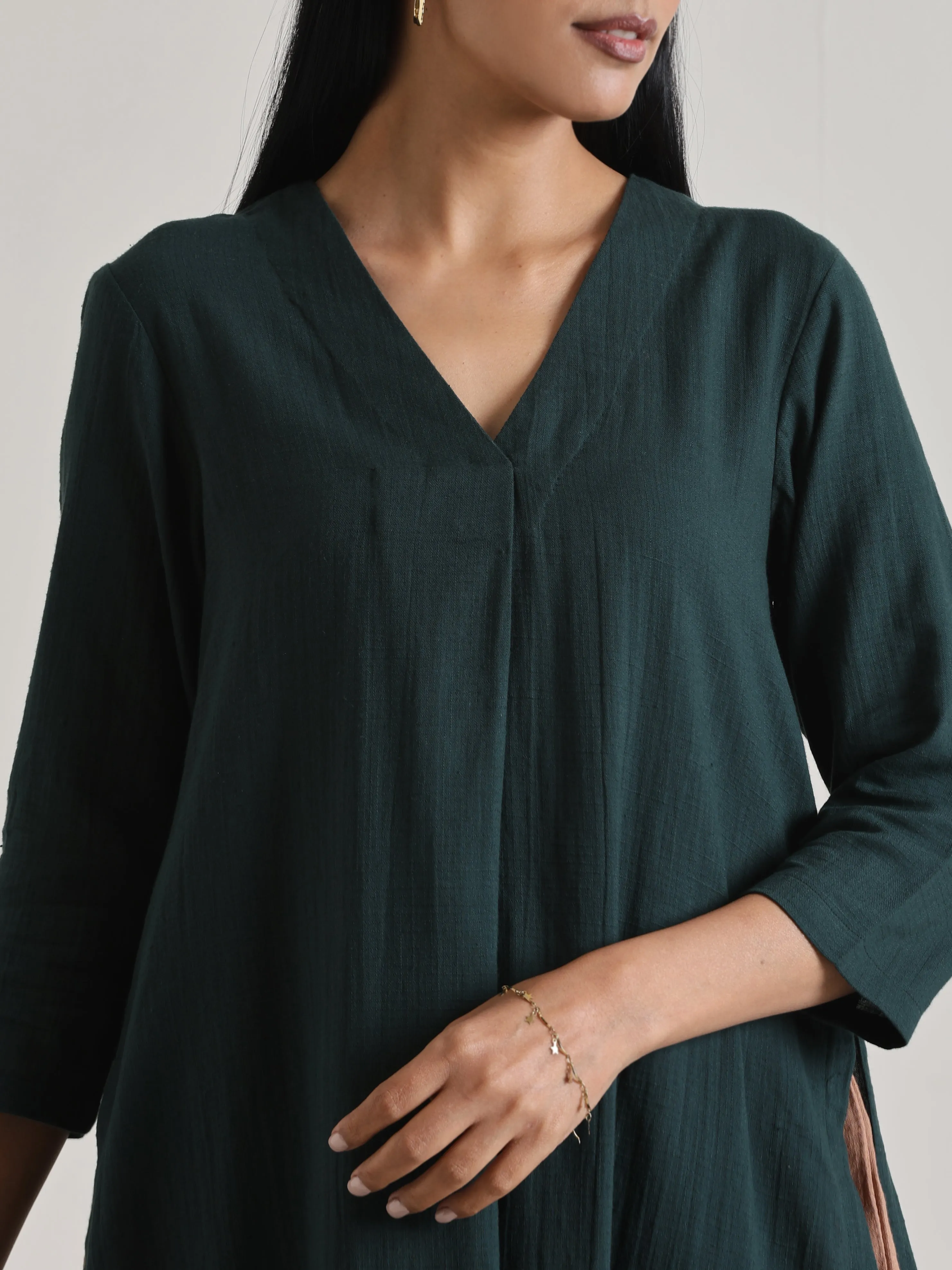 Dark Green Kurta Pant Set