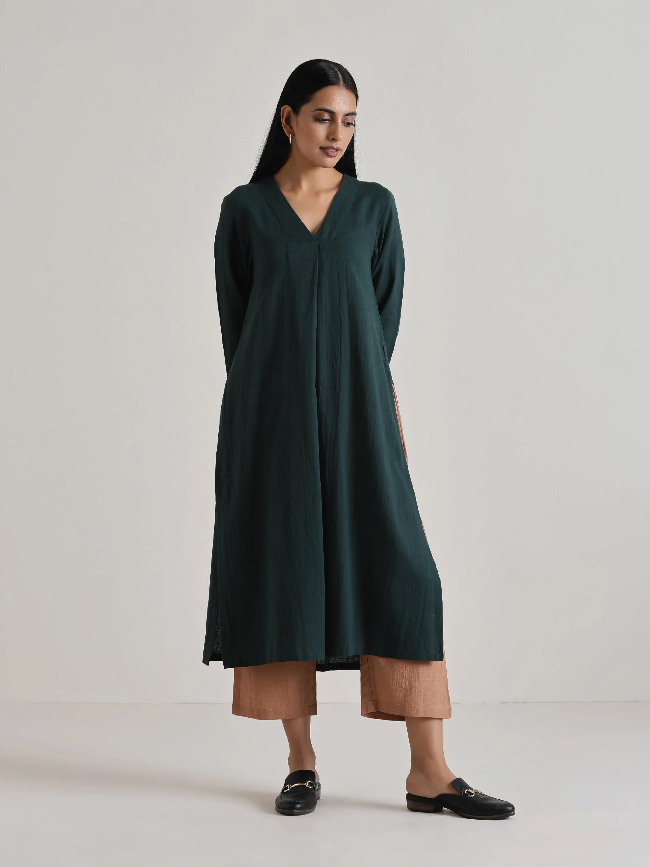 Dark Green Kurta Pant Set