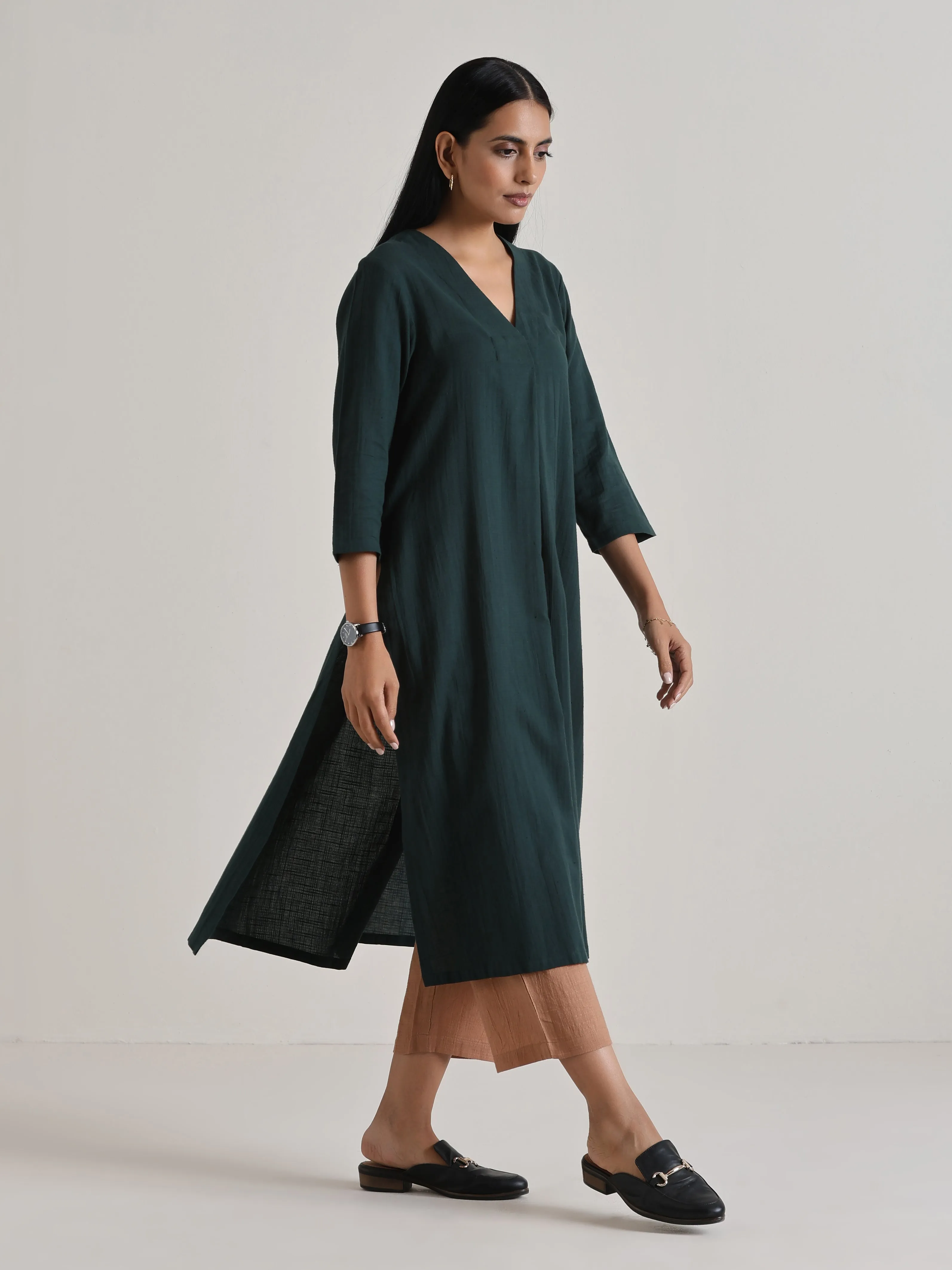 Dark Green Kurta Pant Set