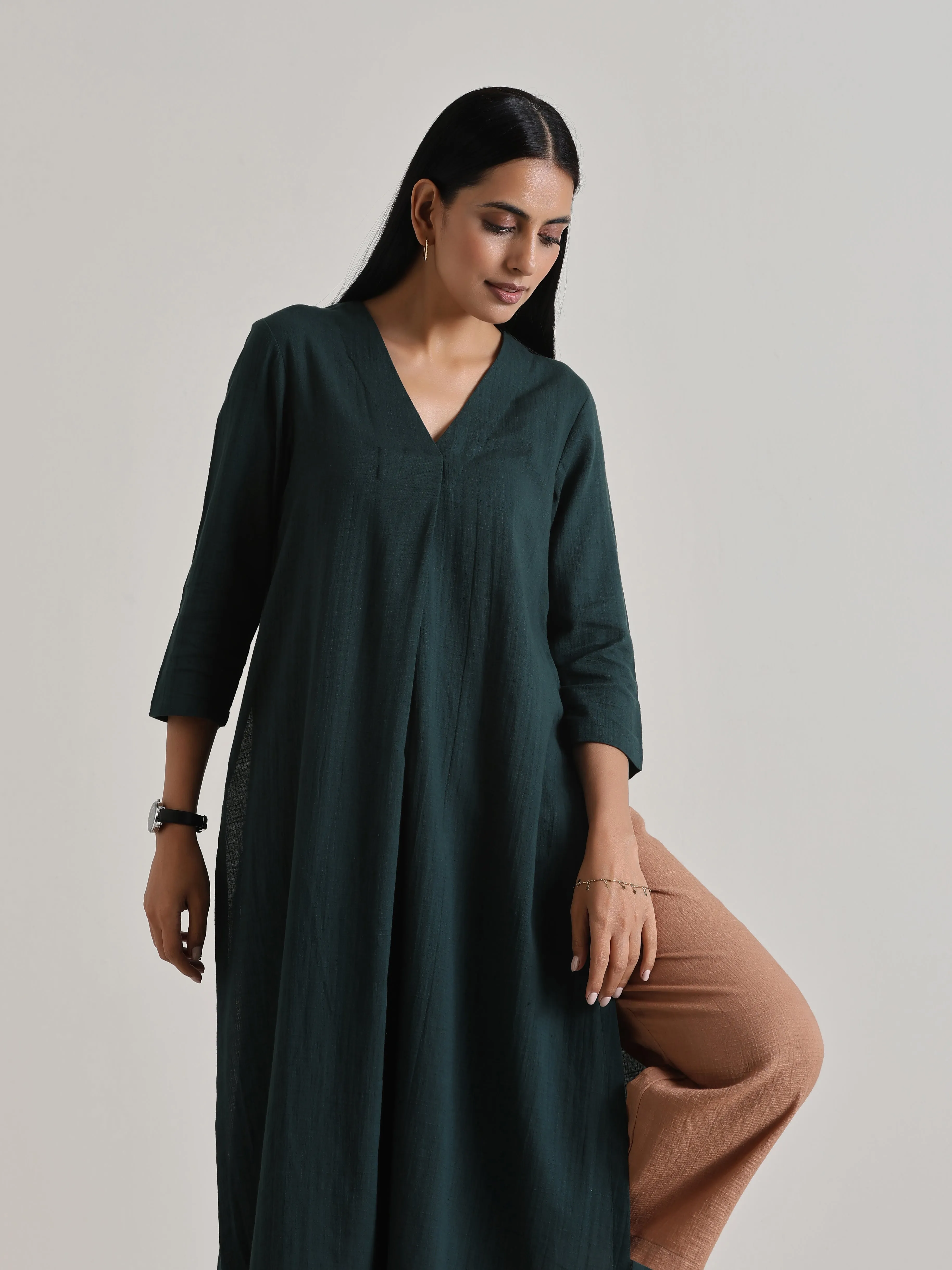 Dark Green Kurta Pant Set