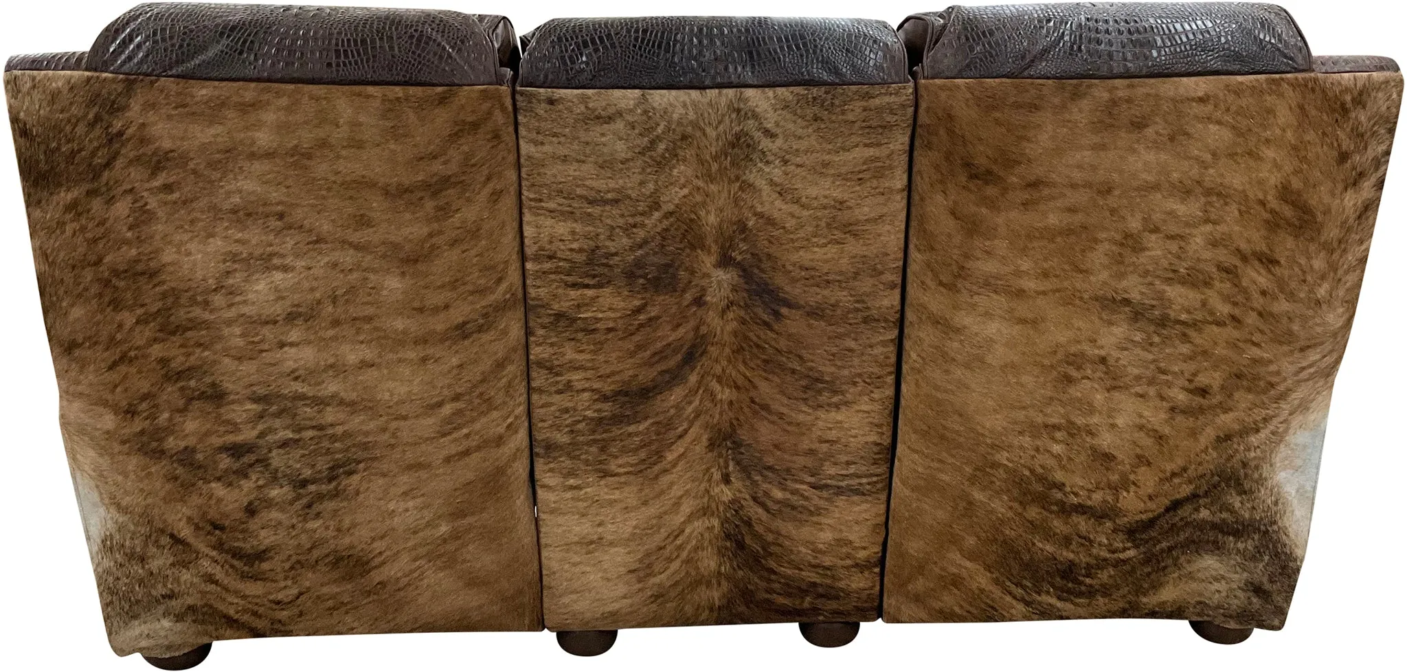 Dark Pinto Western Cowhide Double Recliner Sofa