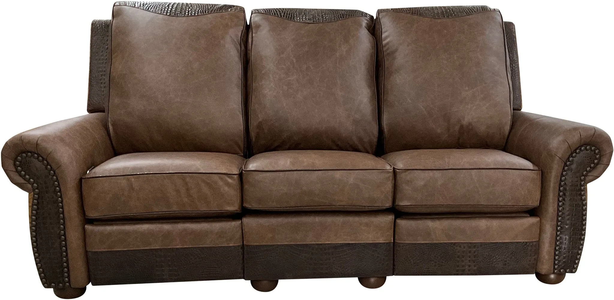 Dark Pinto Western Cowhide Double Recliner Sofa