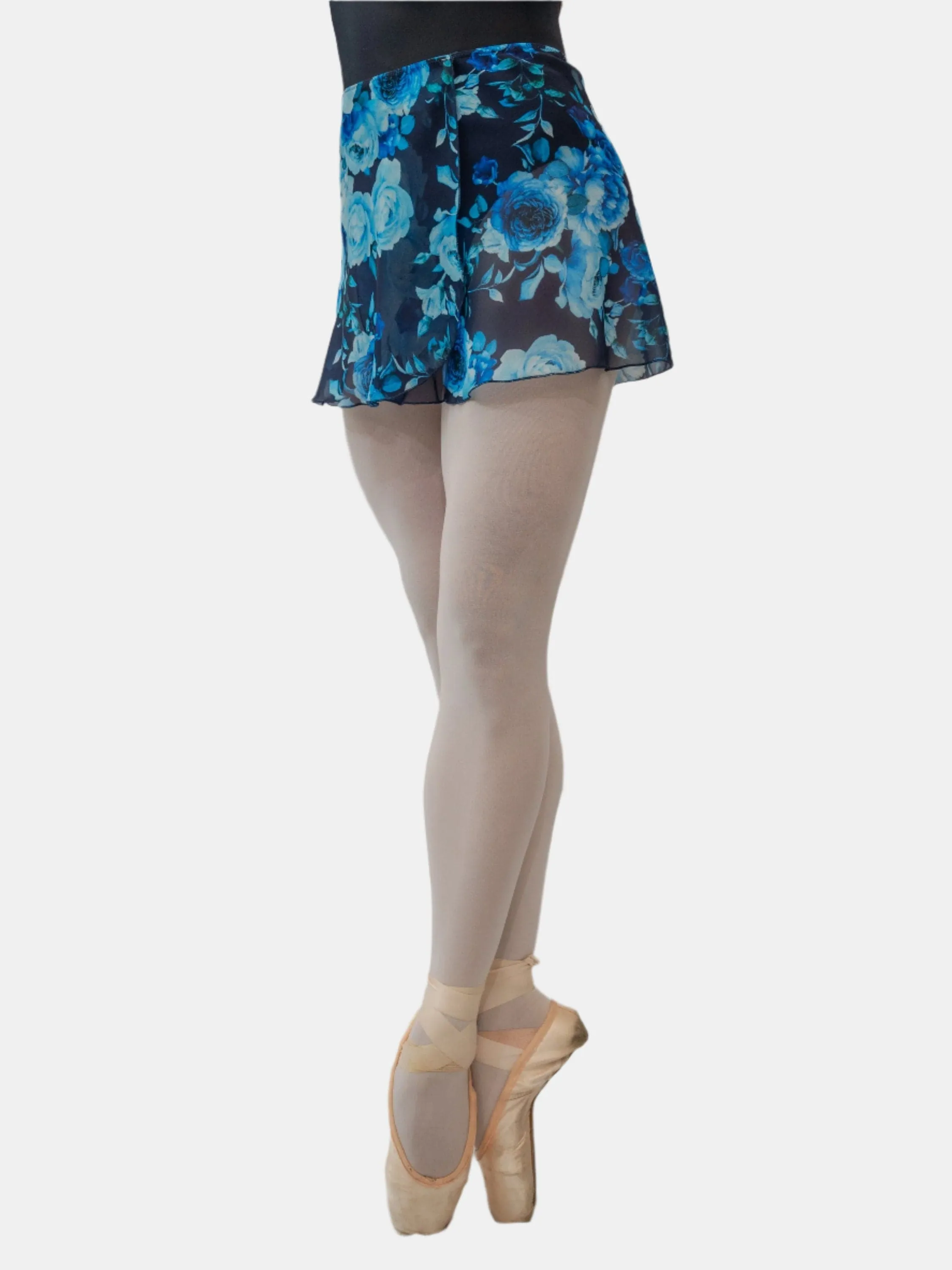 Floral Blue Wrap Short Dance Skirt MP302
