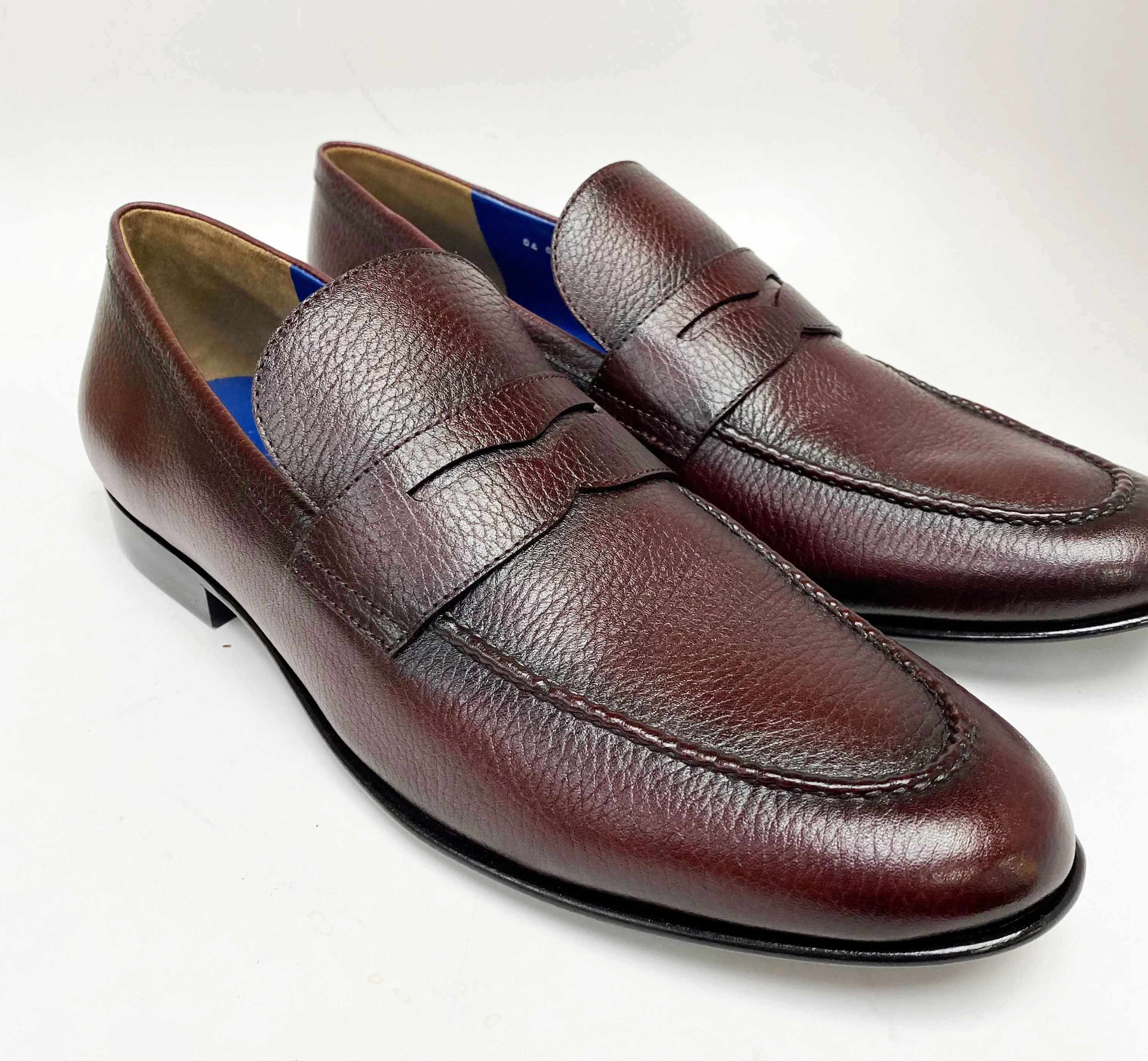 Jean Pierre Burgundy Deerskin Penny Loafers with Enhanced Features