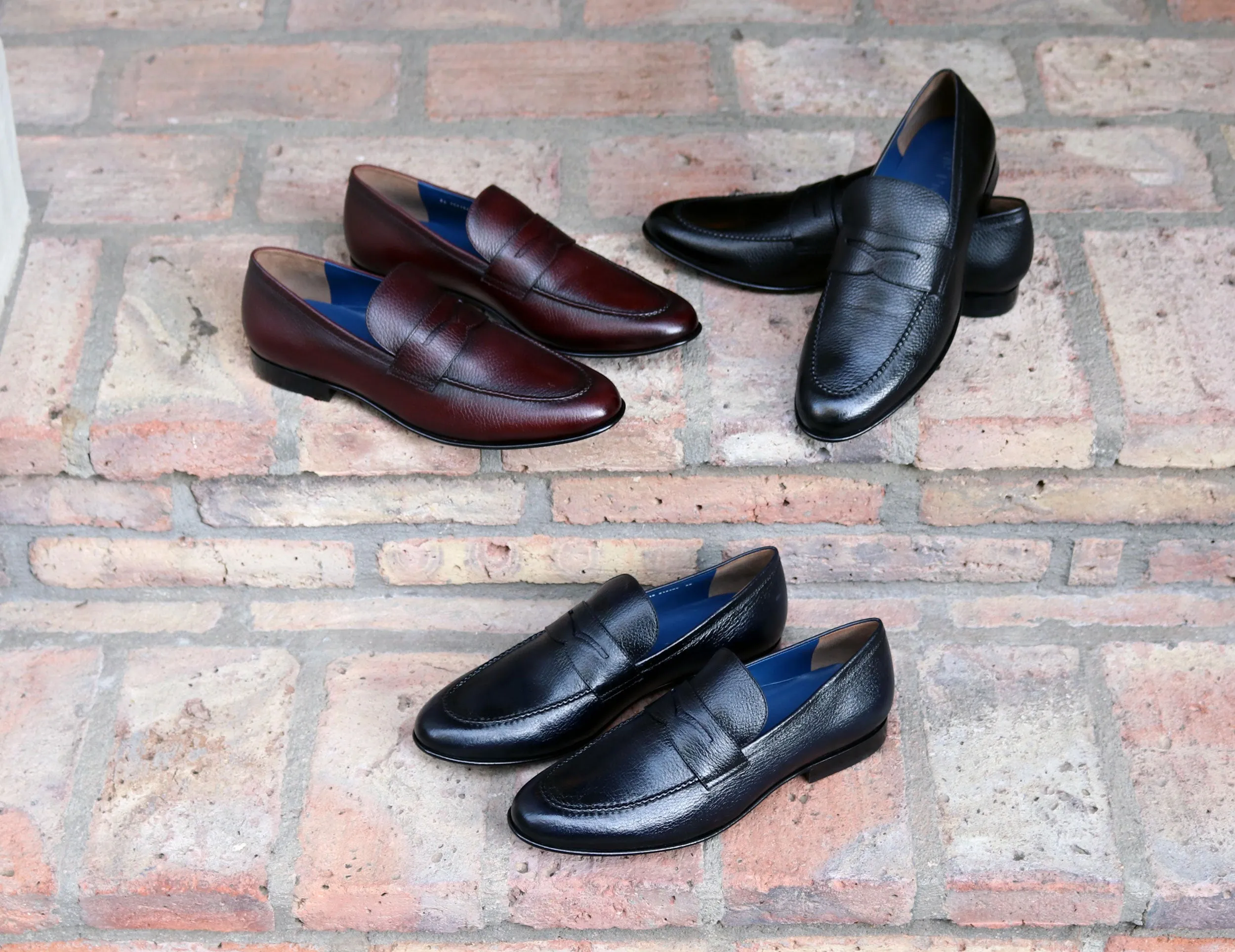 Jean Pierre Burgundy Deerskin Penny Loafers with Enhanced Features