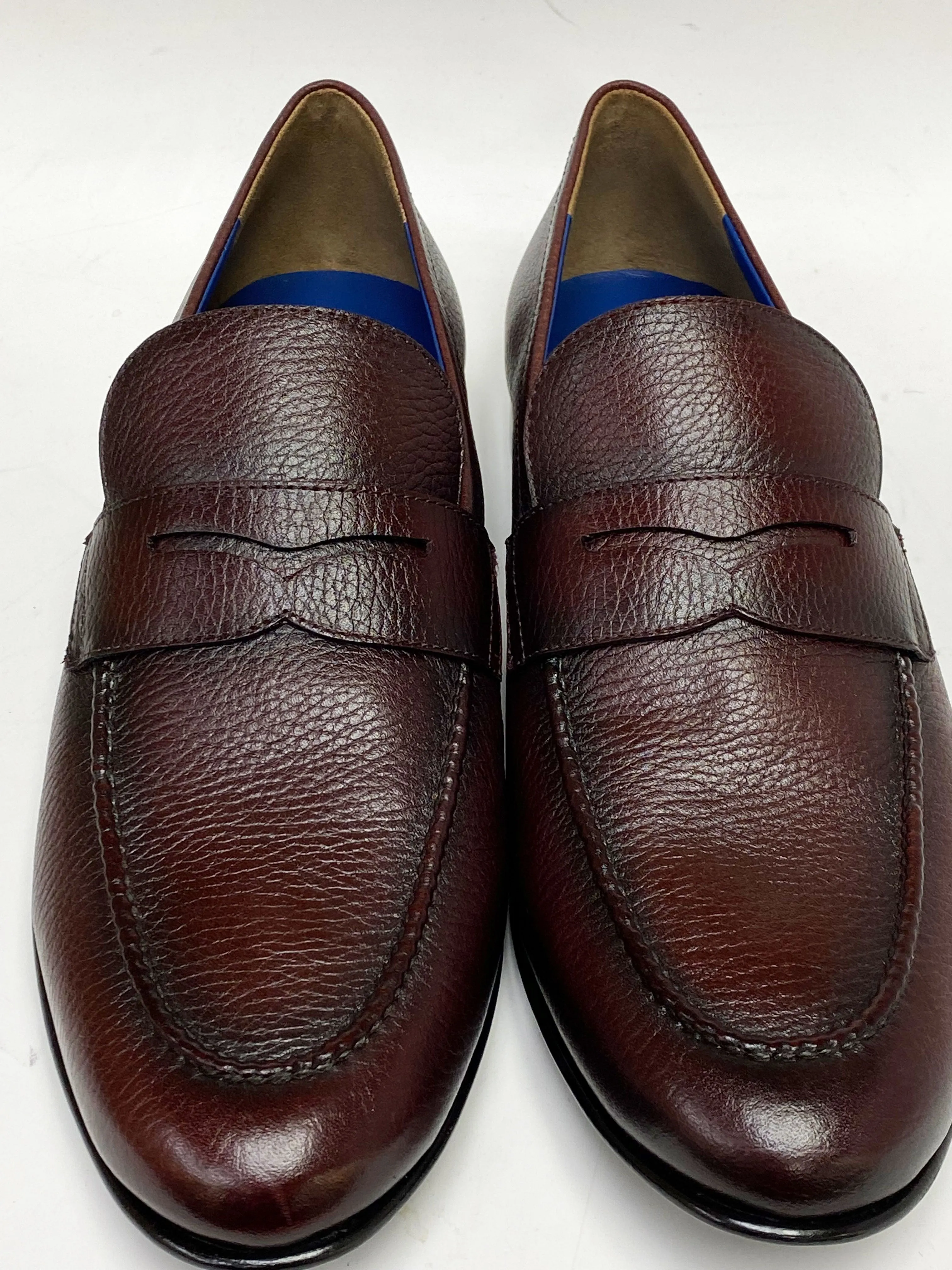 Jean Pierre Burgundy Deerskin Penny Loafers with Enhanced Features