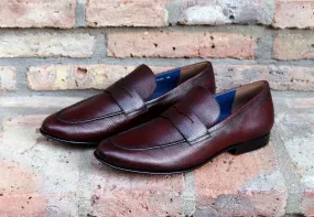 Jean Pierre Burgundy Deerskin Penny Loafers with Enhanced Features