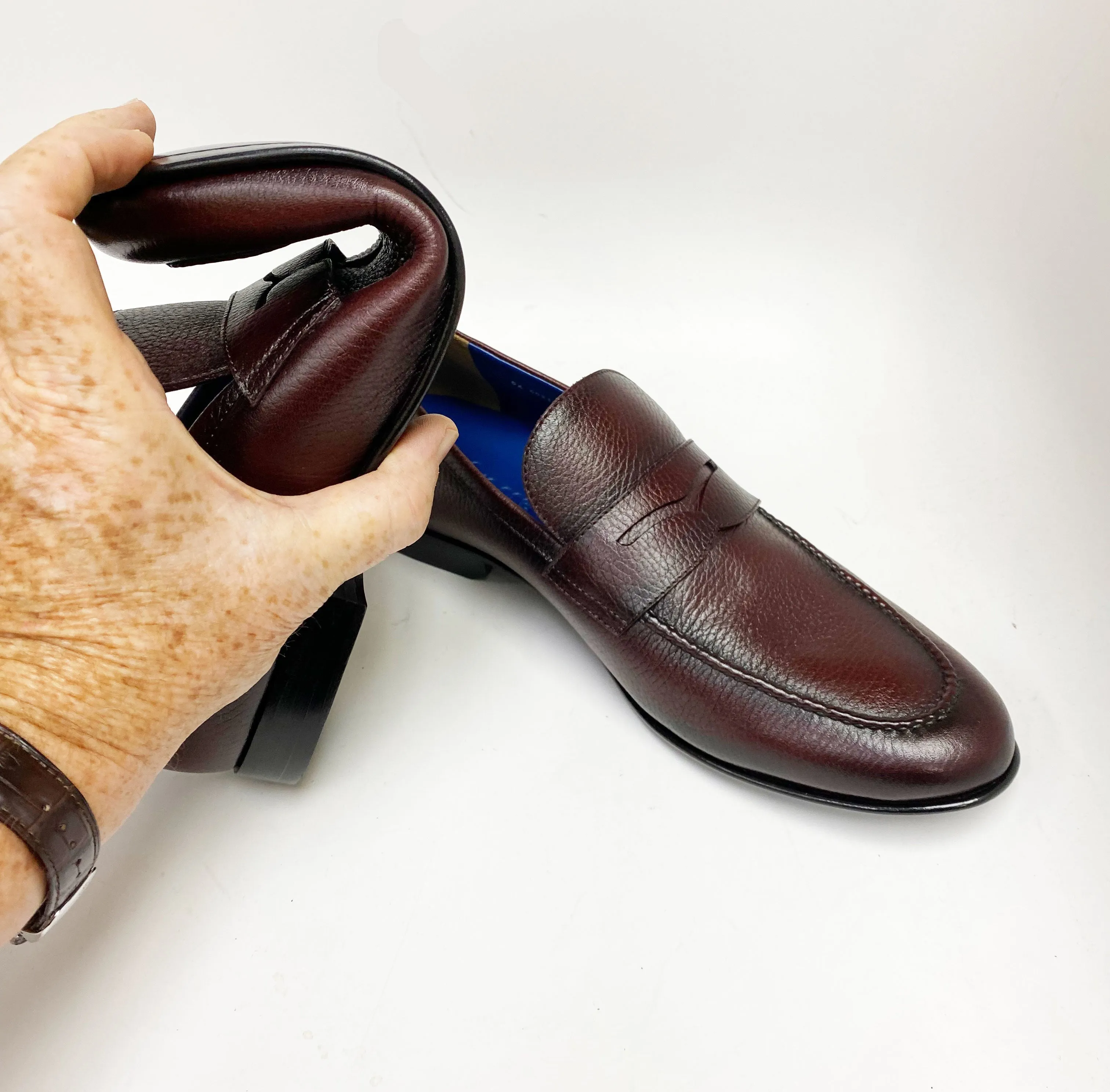 Jean Pierre Burgundy Deerskin Penny Loafers with Enhanced Features