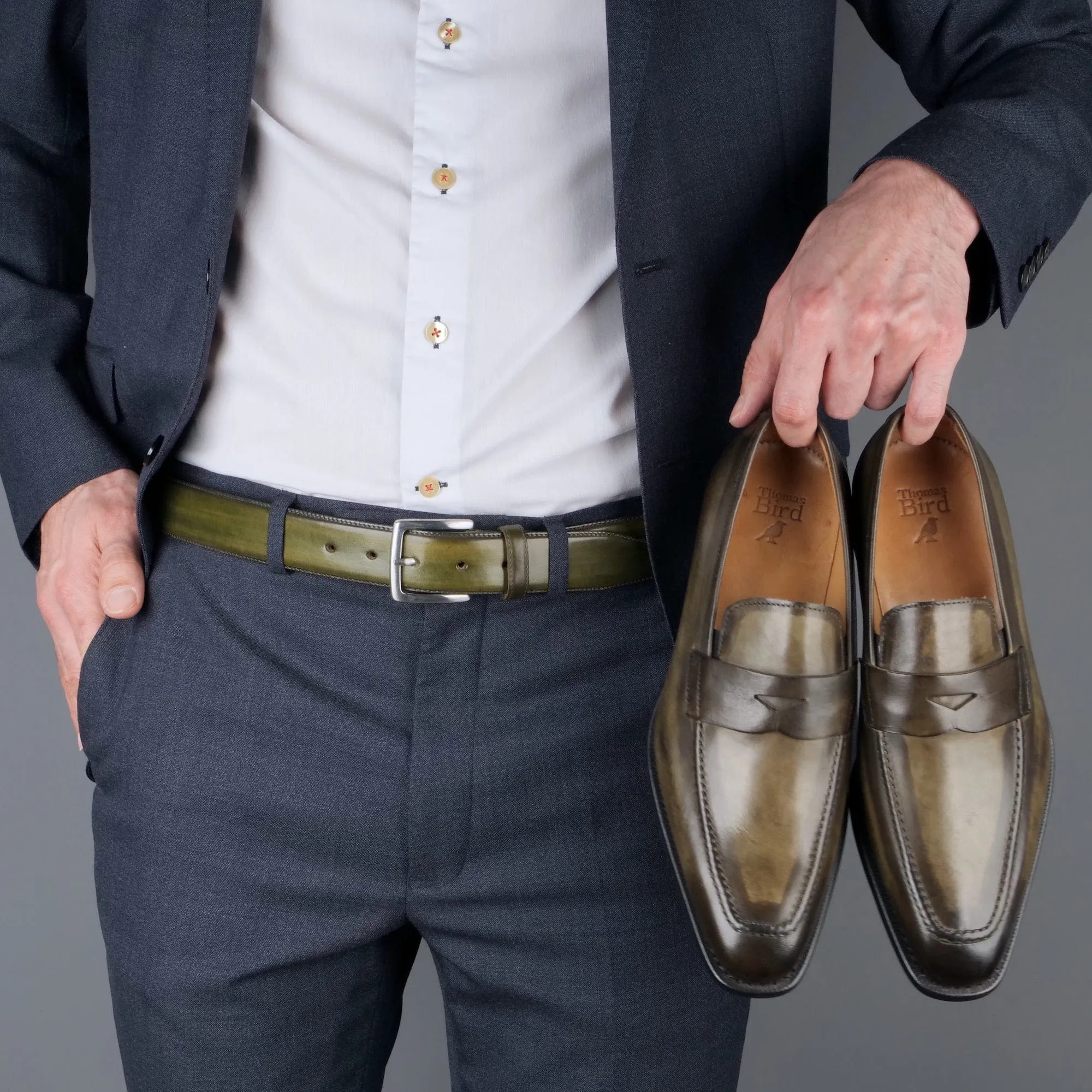 Leather Belt Olive Green