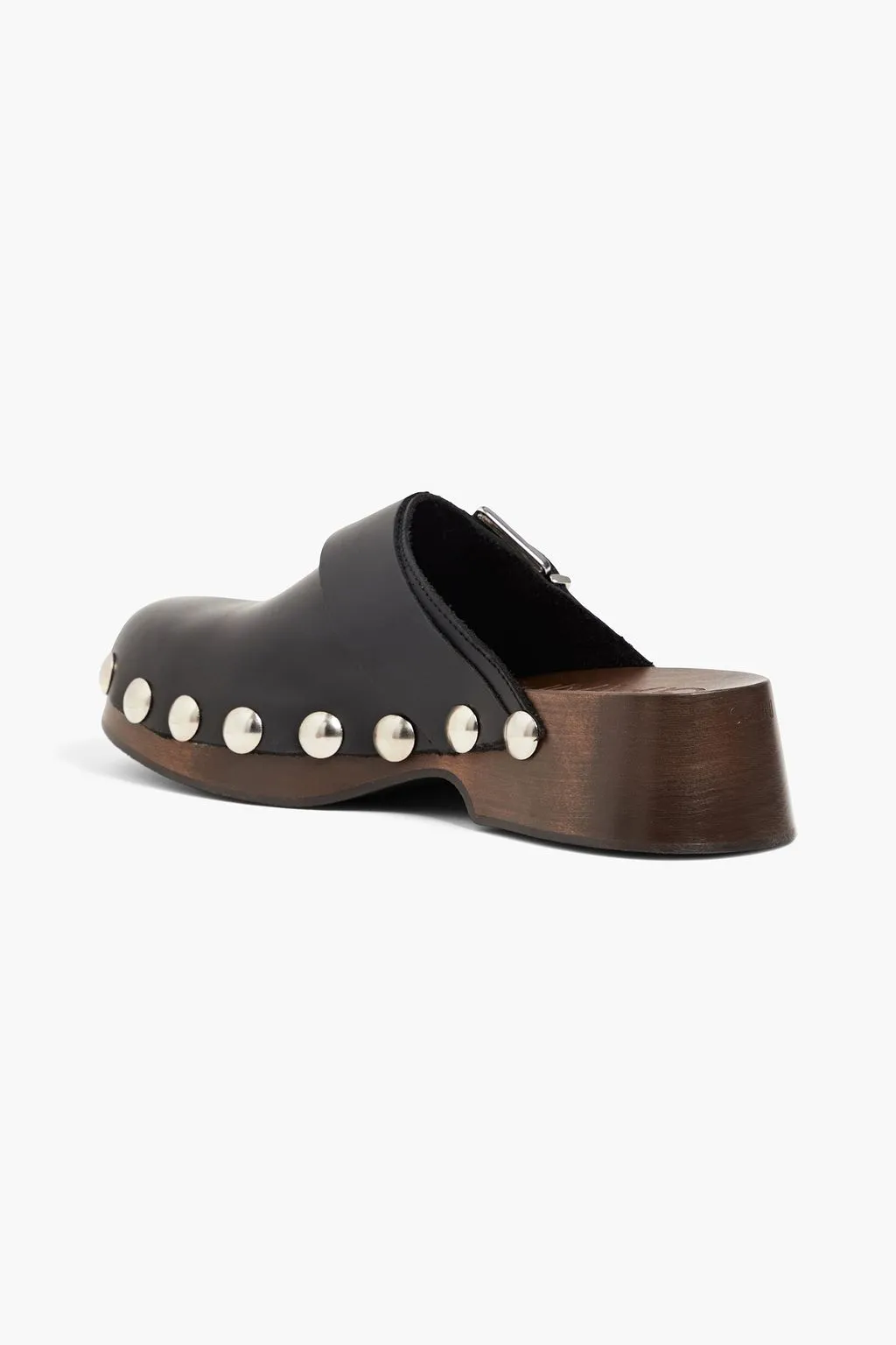 Leather mules with studs GANNI, black