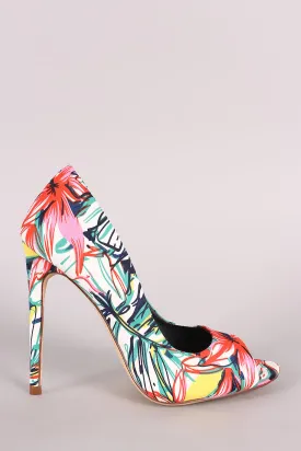 Liliana Floral Print Peep Toe Stiletto Pump Liliana Floral Print Peep Toe Stiletto Pump
