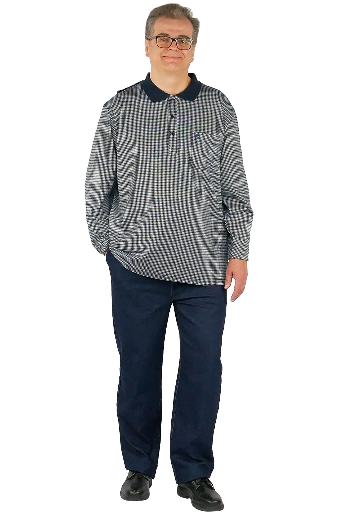 Long-Sleeved Adaptive Polo Shirt - Thomas | Navy