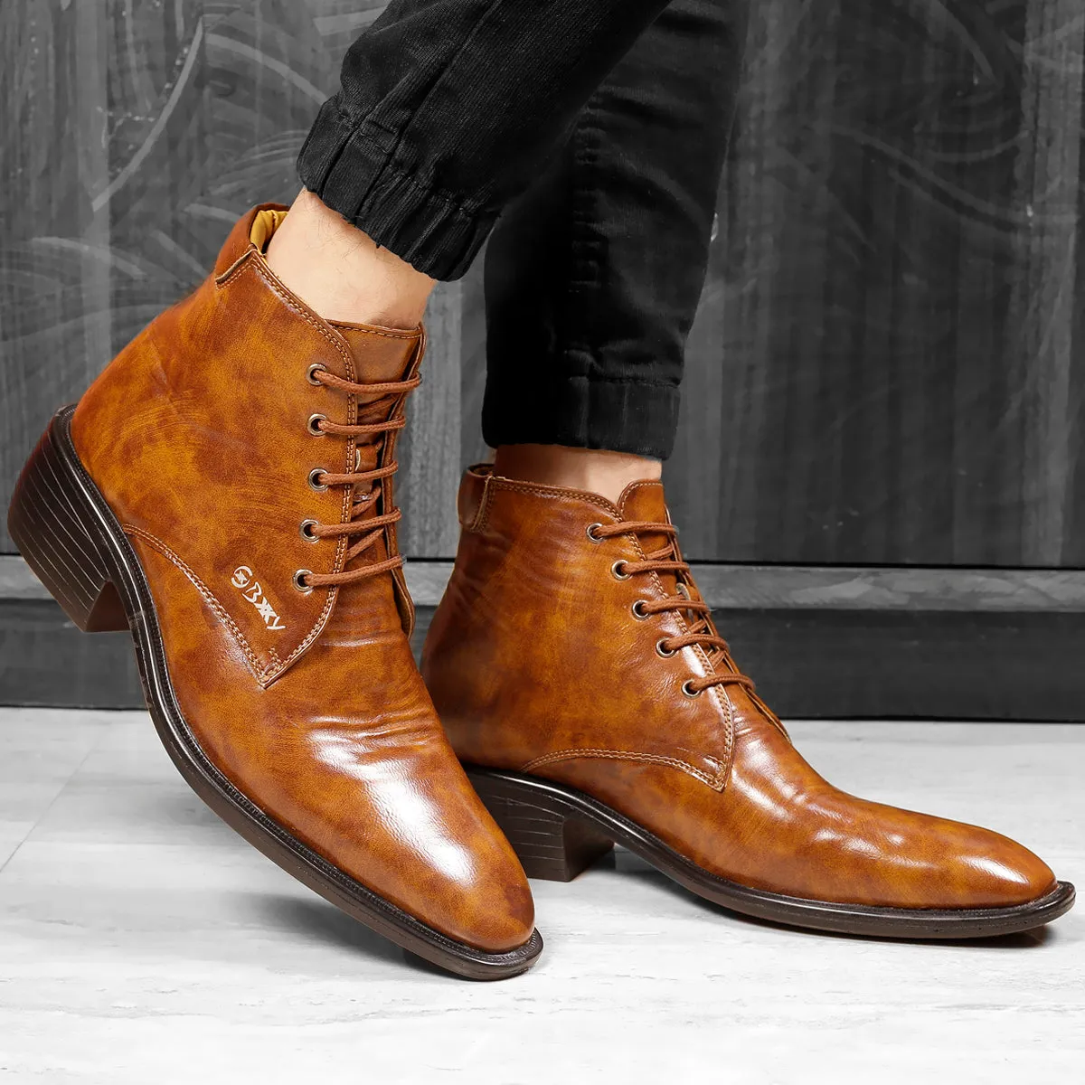 Men's Elevator Office Wear Derby Ankle Boots