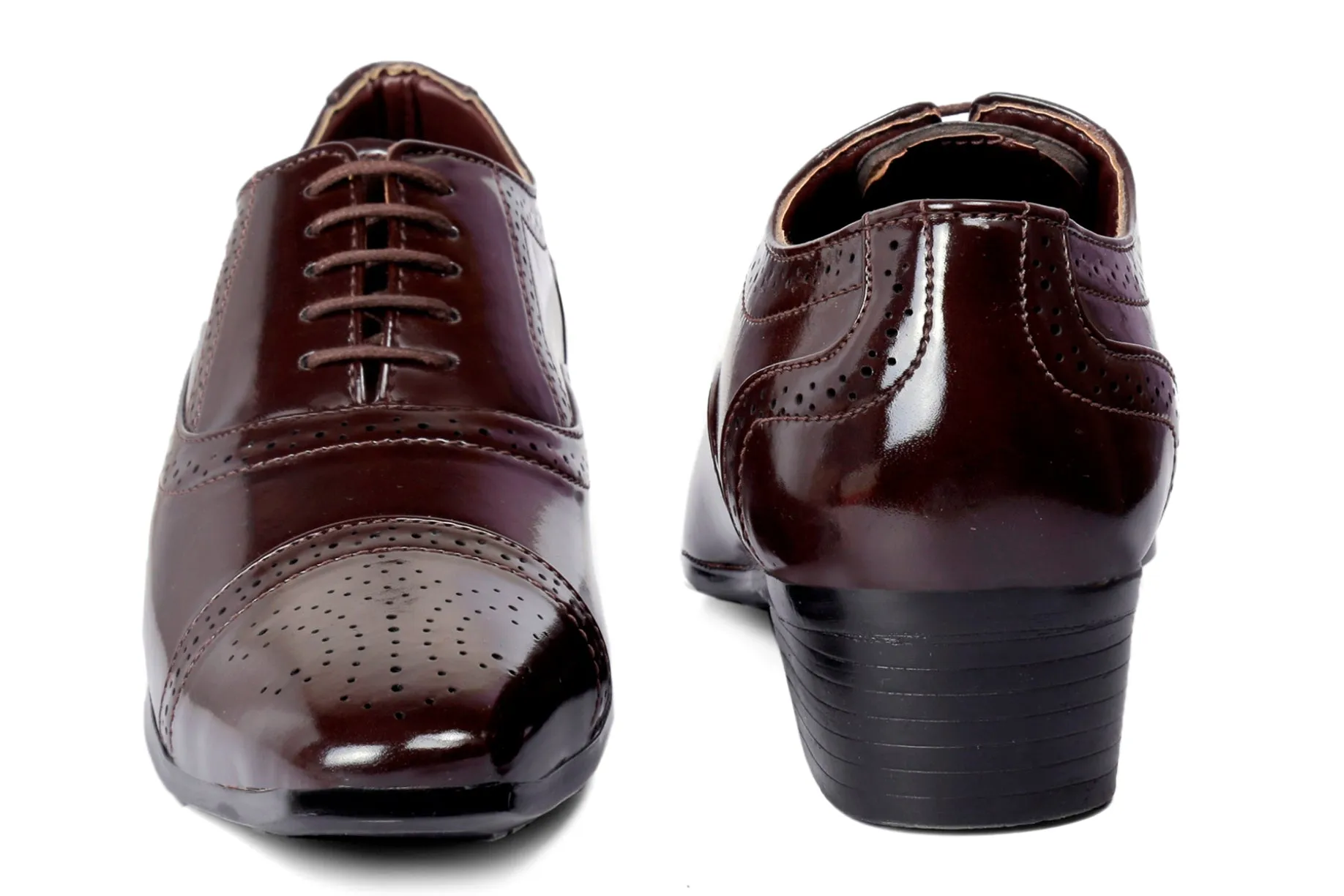 Men's Height Increasing Faux Leather Oxford Semi Brogue Formal Lace-Up Shoes