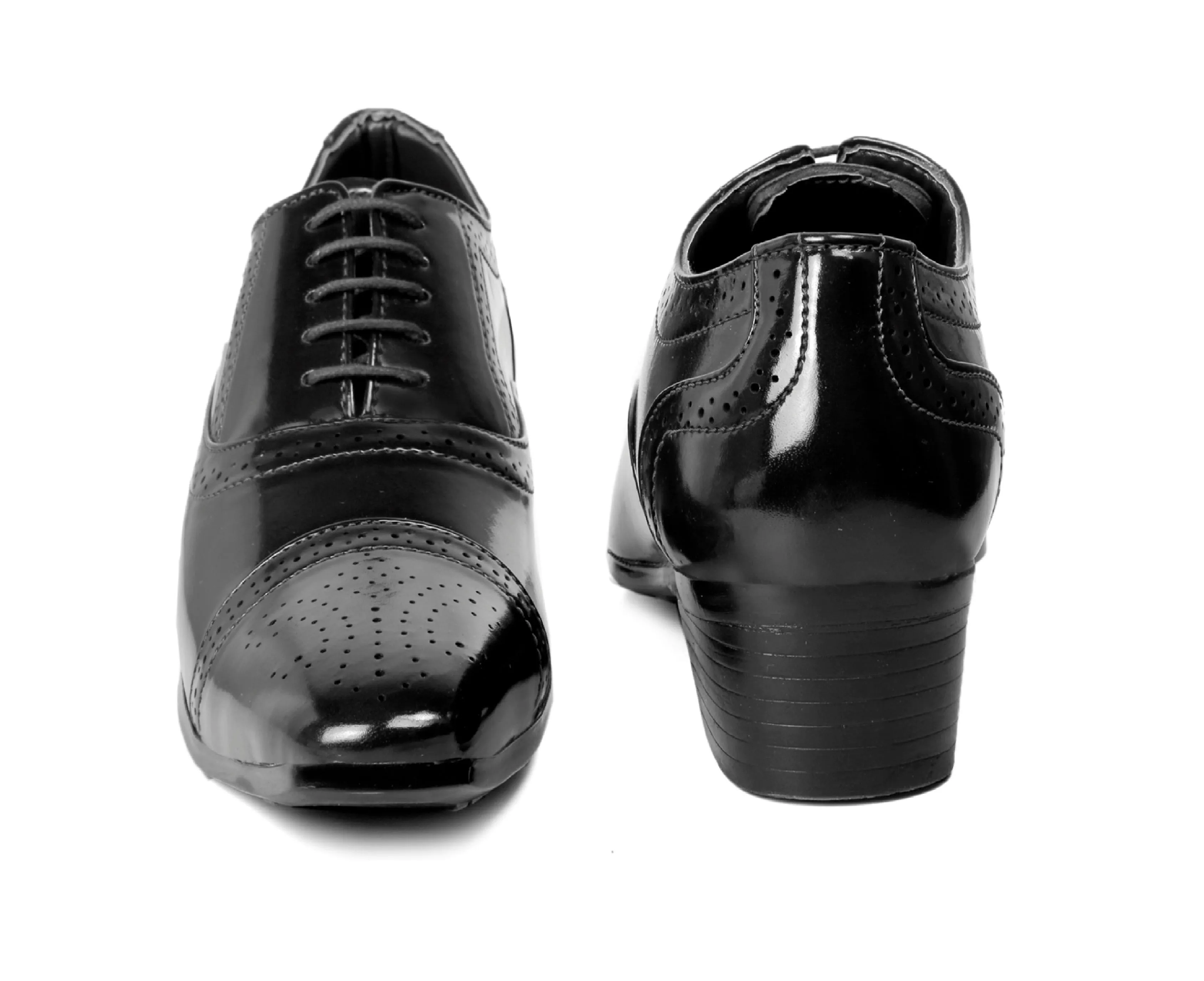 Men's Height Increasing Faux Leather Oxford Semi Brogue Formal Lace-Up Shoes