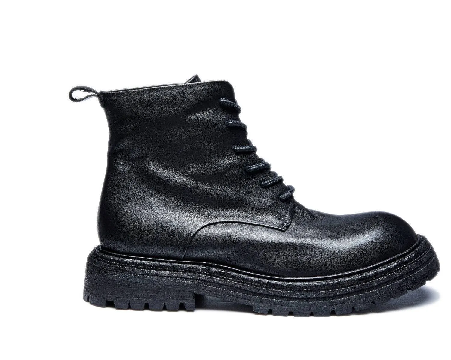 Men's Leather Marten Boots - Goodyear Welt Lace-Up, Durable Workwear