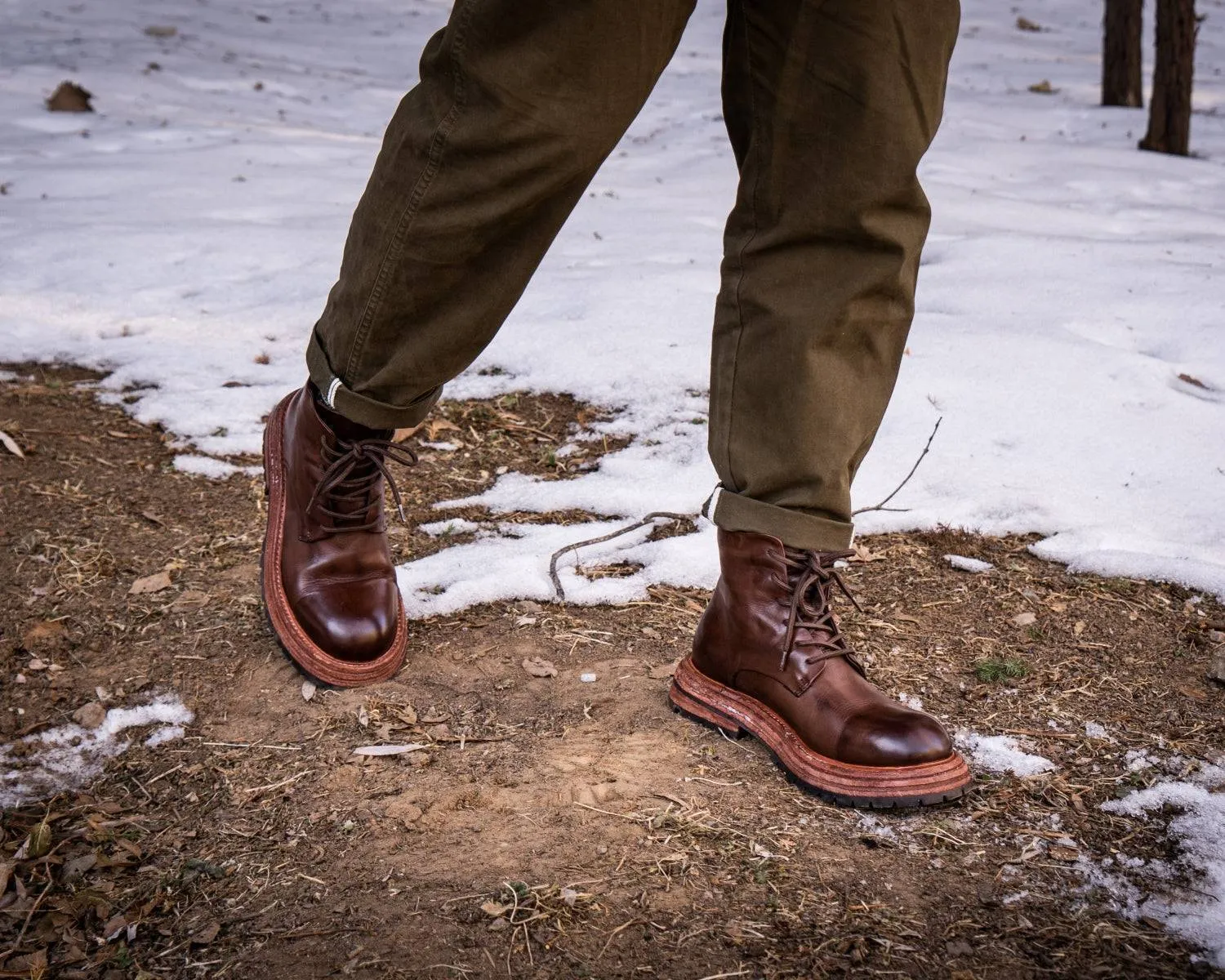 Men's Leather Marten Boots - Goodyear Welt Lace-Up, Durable Workwear