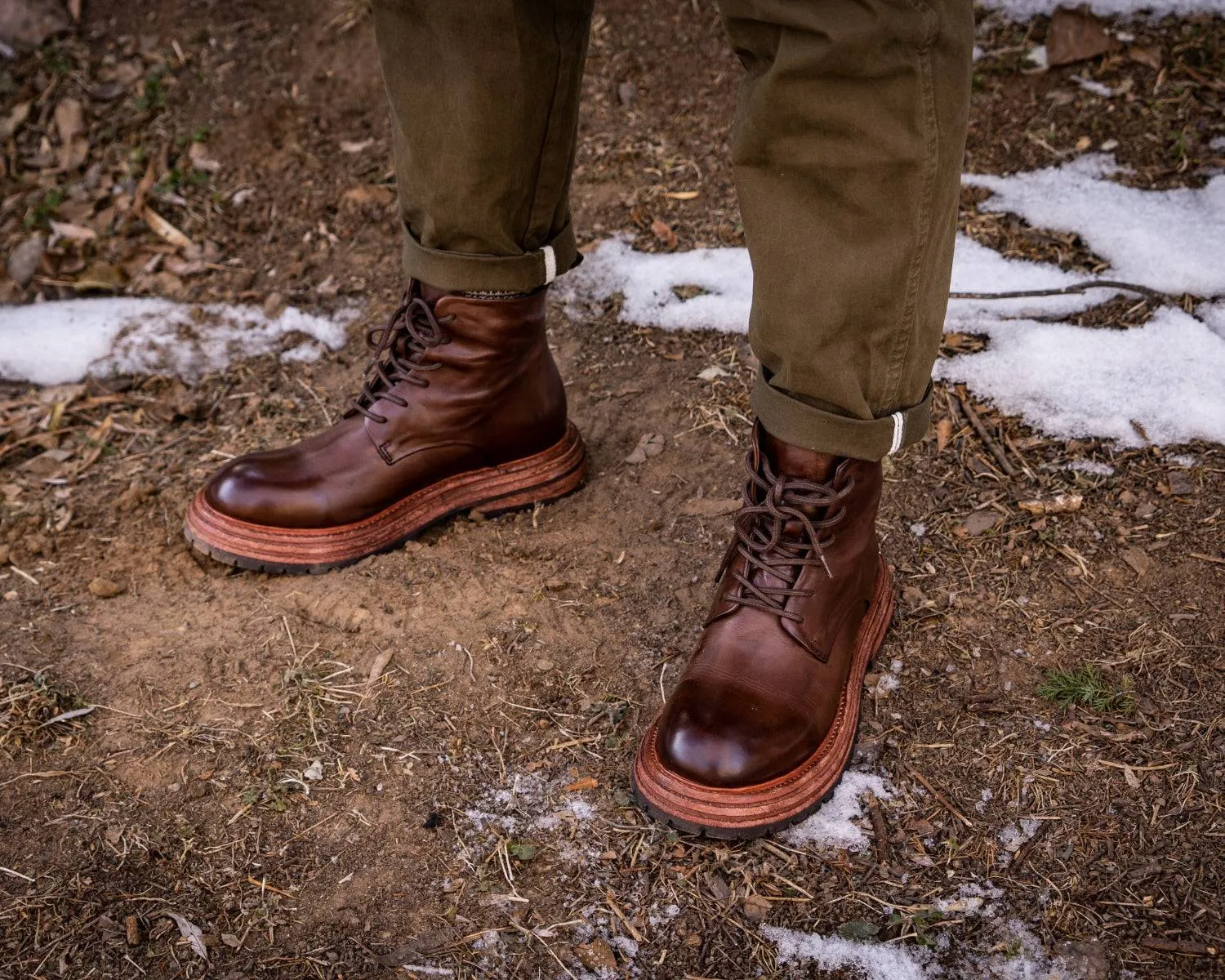 Men's Leather Marten Boots - Goodyear Welt Lace-Up, Durable Workwear