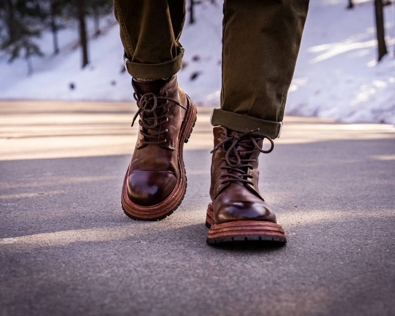 Men's Leather Marten Boots - Goodyear Welt Lace-Up, Durable Workwear
