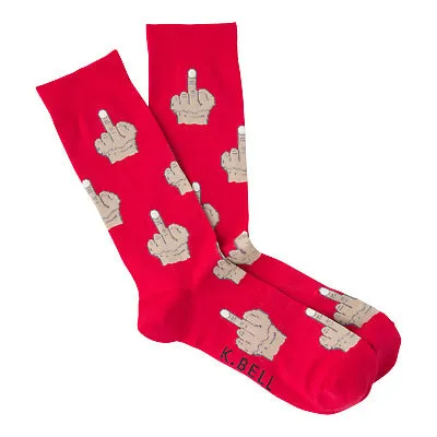 "Middle Fingers" Cotton Blend Crew Socks by K.Bell
