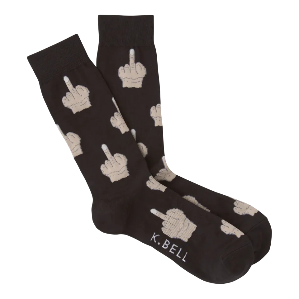 "Middle Fingers" Cotton Blend Crew Socks by K.Bell