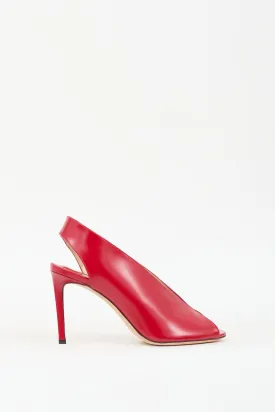 Red Leather Shar 85 Peep Toe Pump