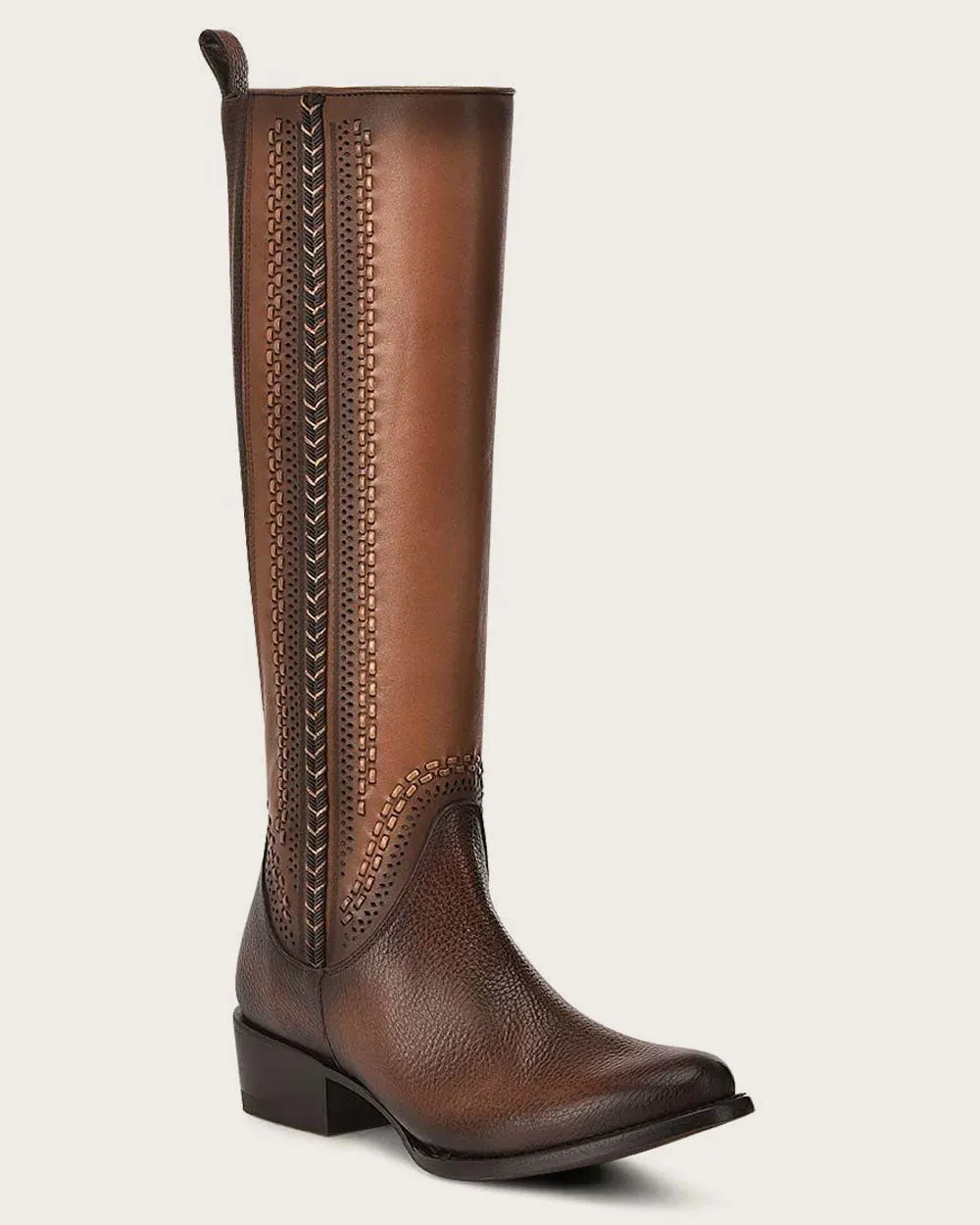Honey-Colored Contrast Riding-Style Boot