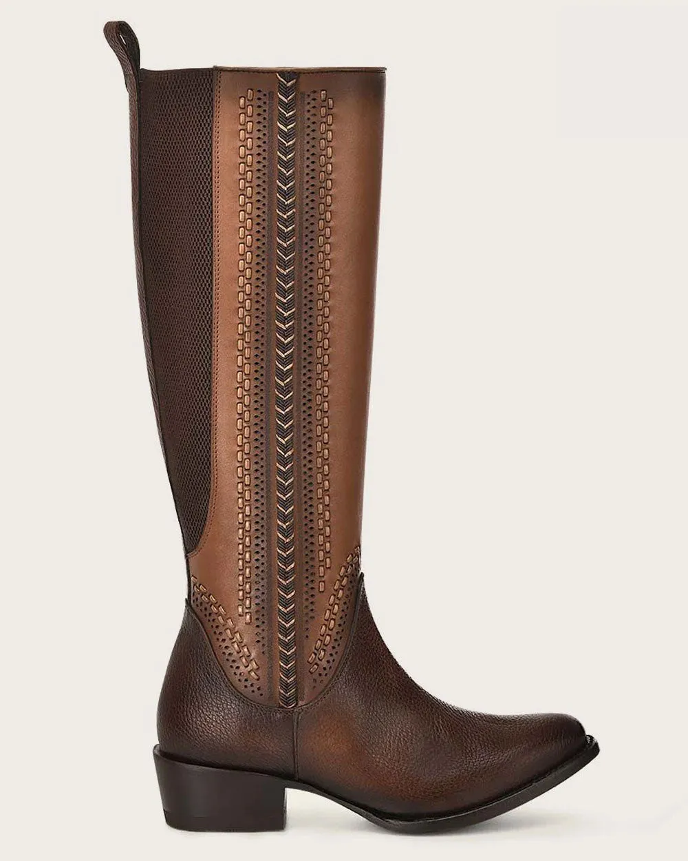 Honey-Colored Contrast Riding-Style Boot
