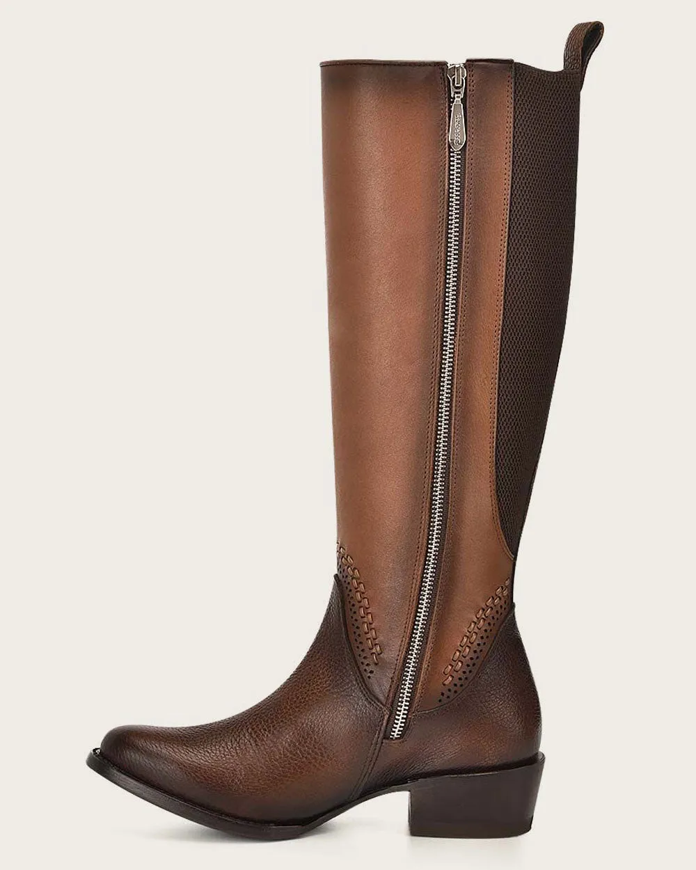 Honey-Colored Contrast Riding-Style Boot