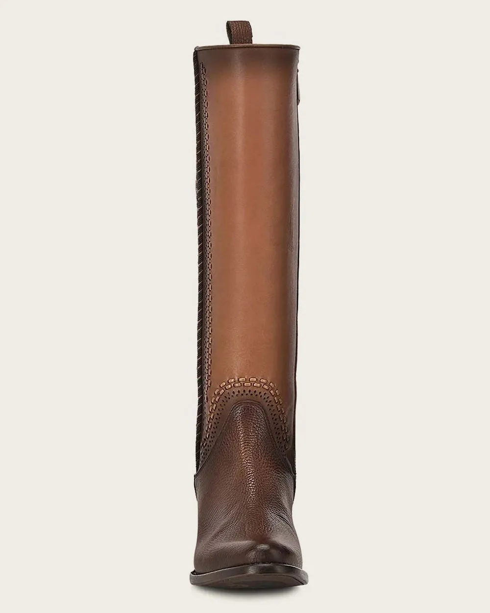 Honey-Colored Contrast Riding-Style Boot
