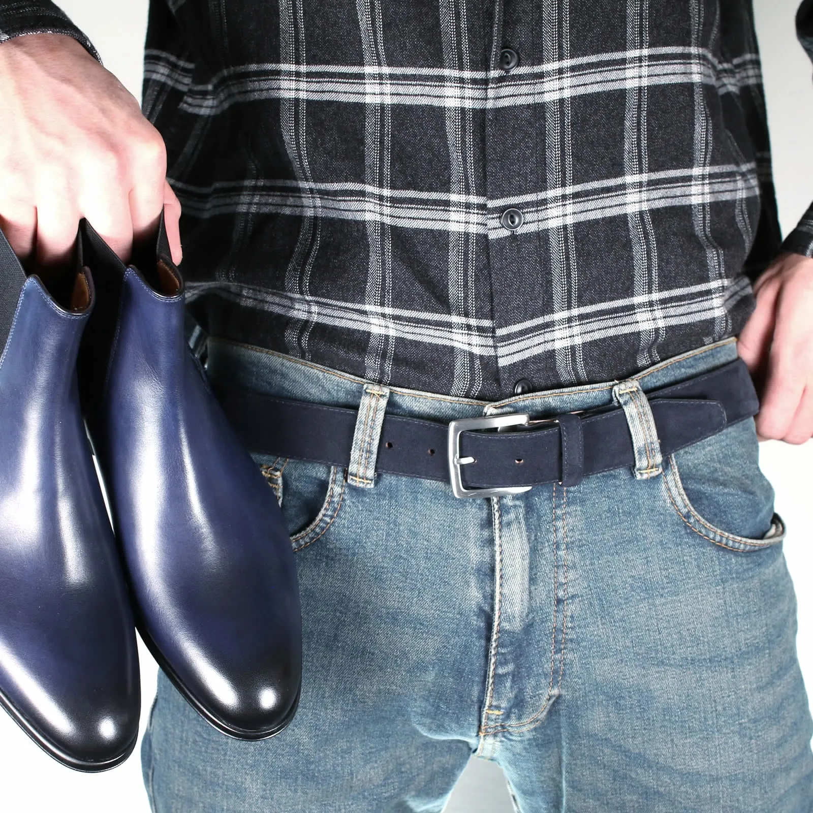Suede Belt Navy Blue