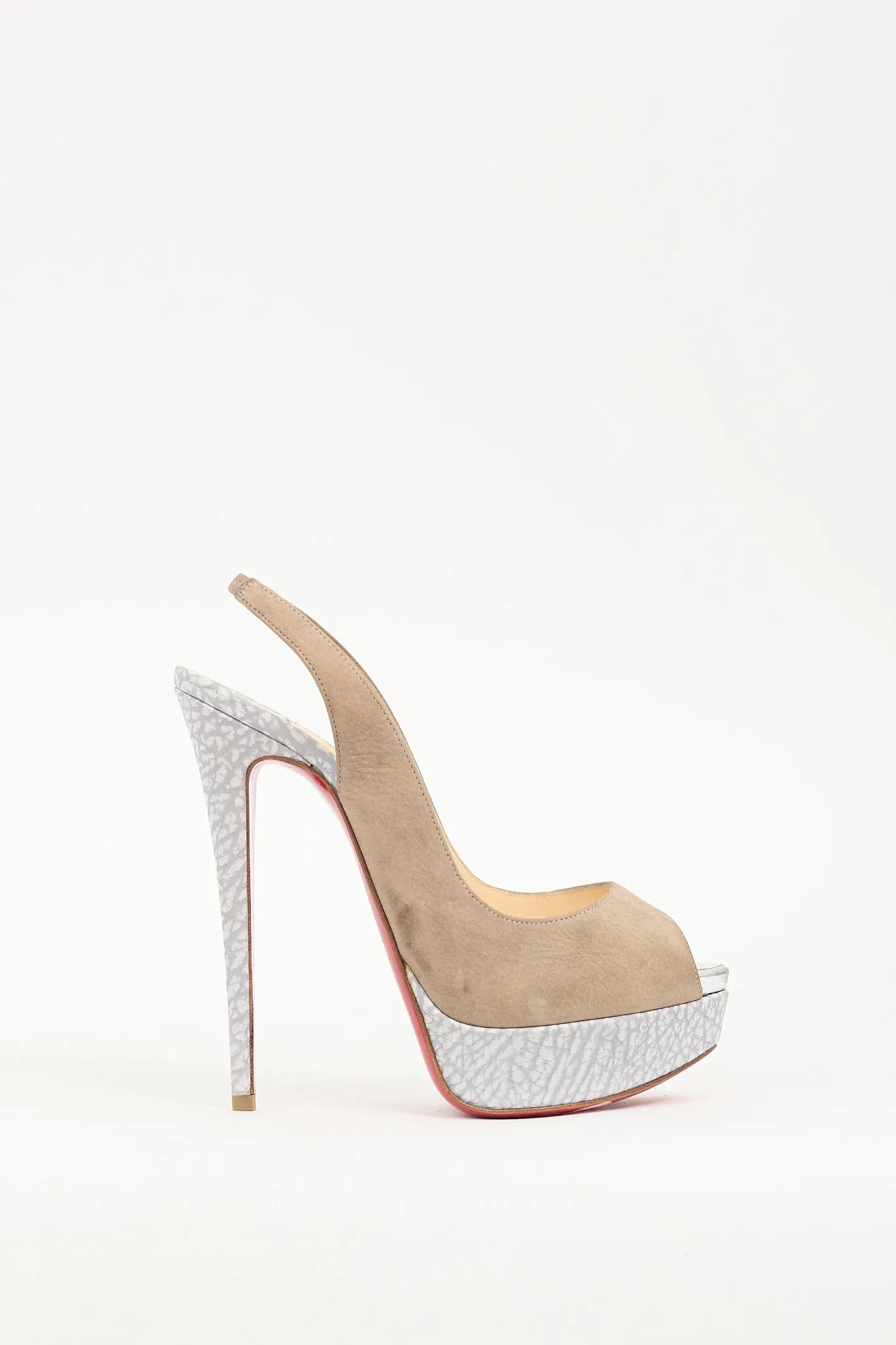 Taupe & Grey Leather Lady Slingback Pump